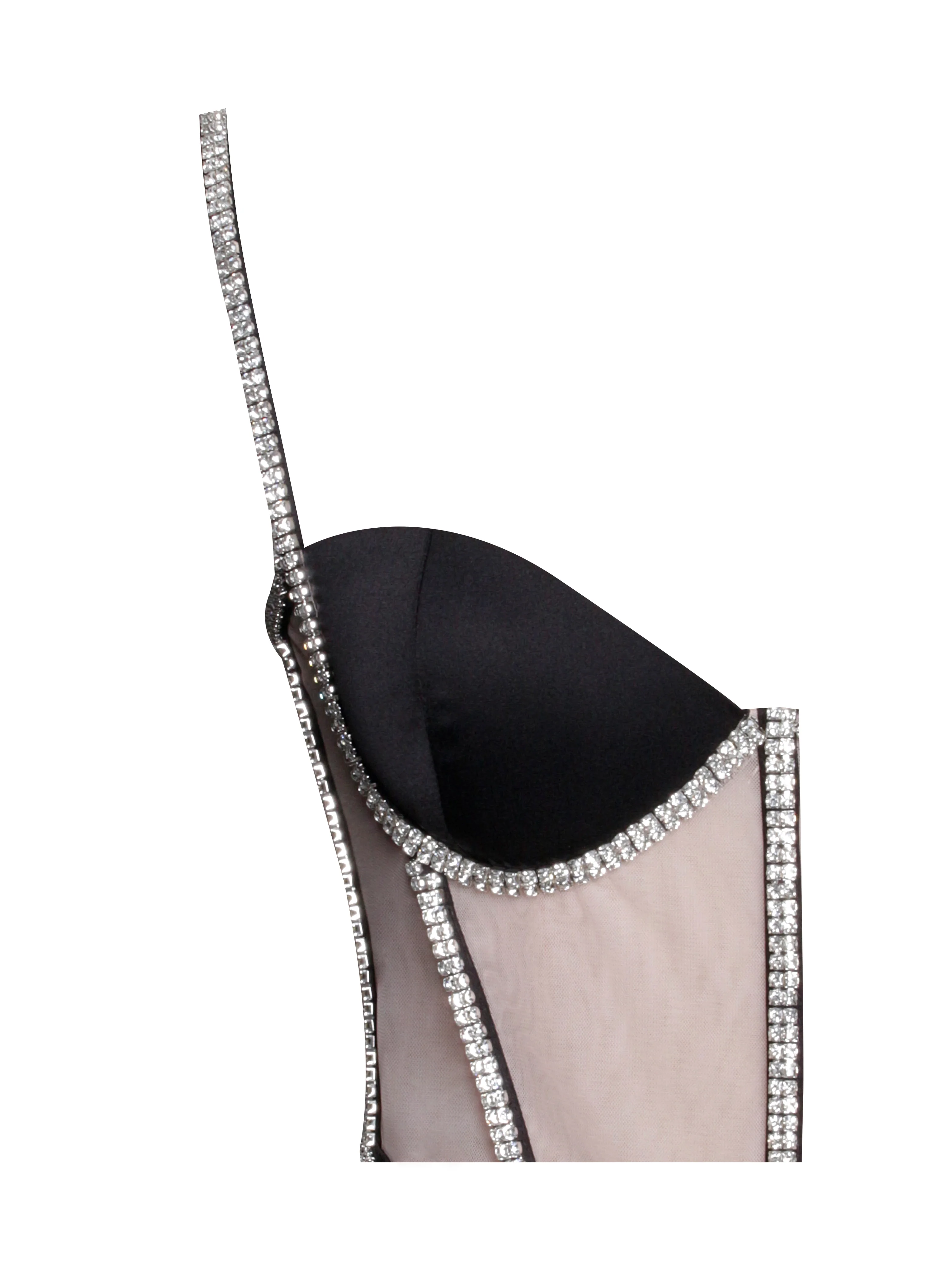 Cadence Black Satin Crystal Embellished Corset Dress - Image 15