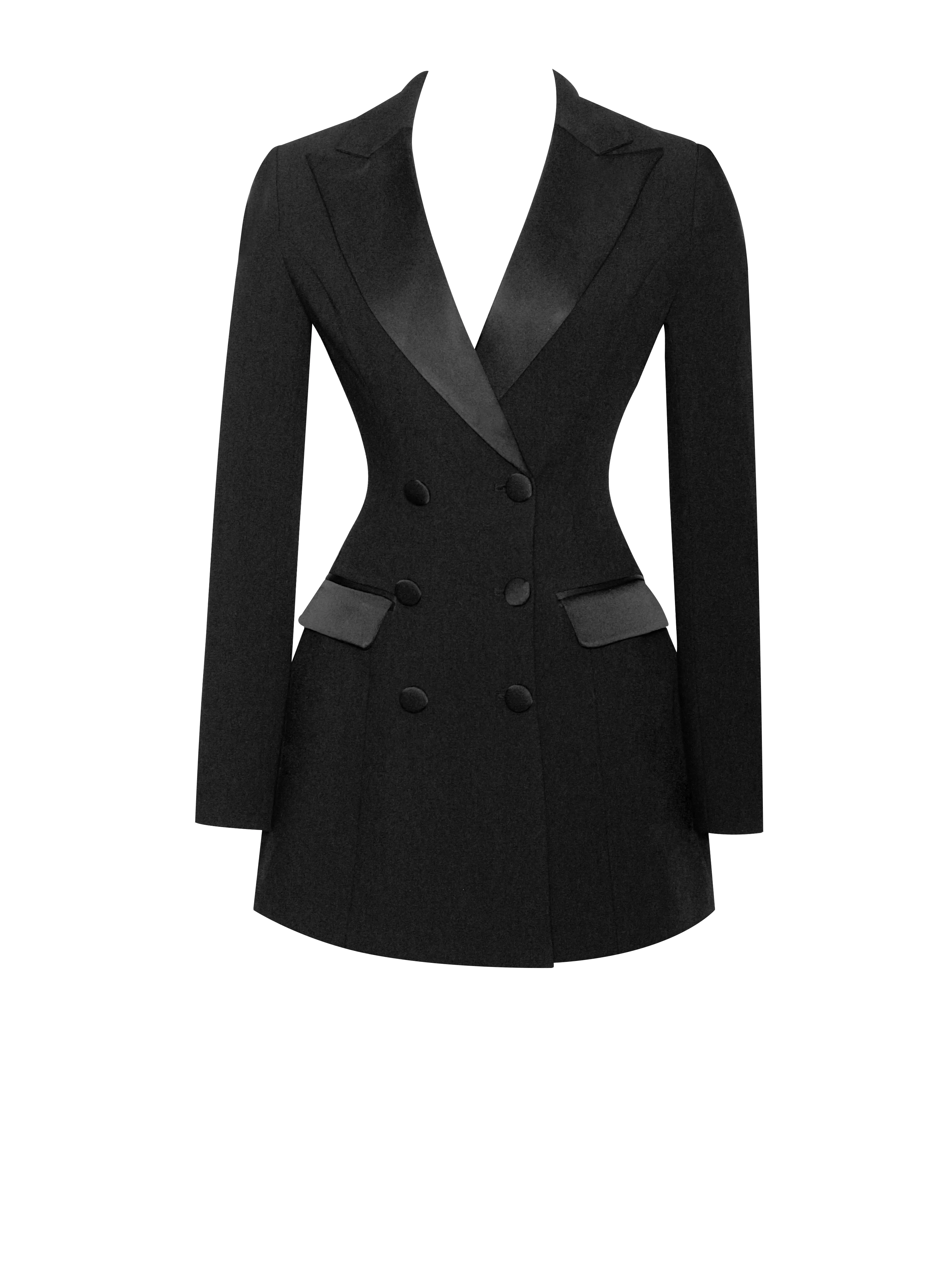 Calista Black Stretch Crepe Blazer Dress - Image 11