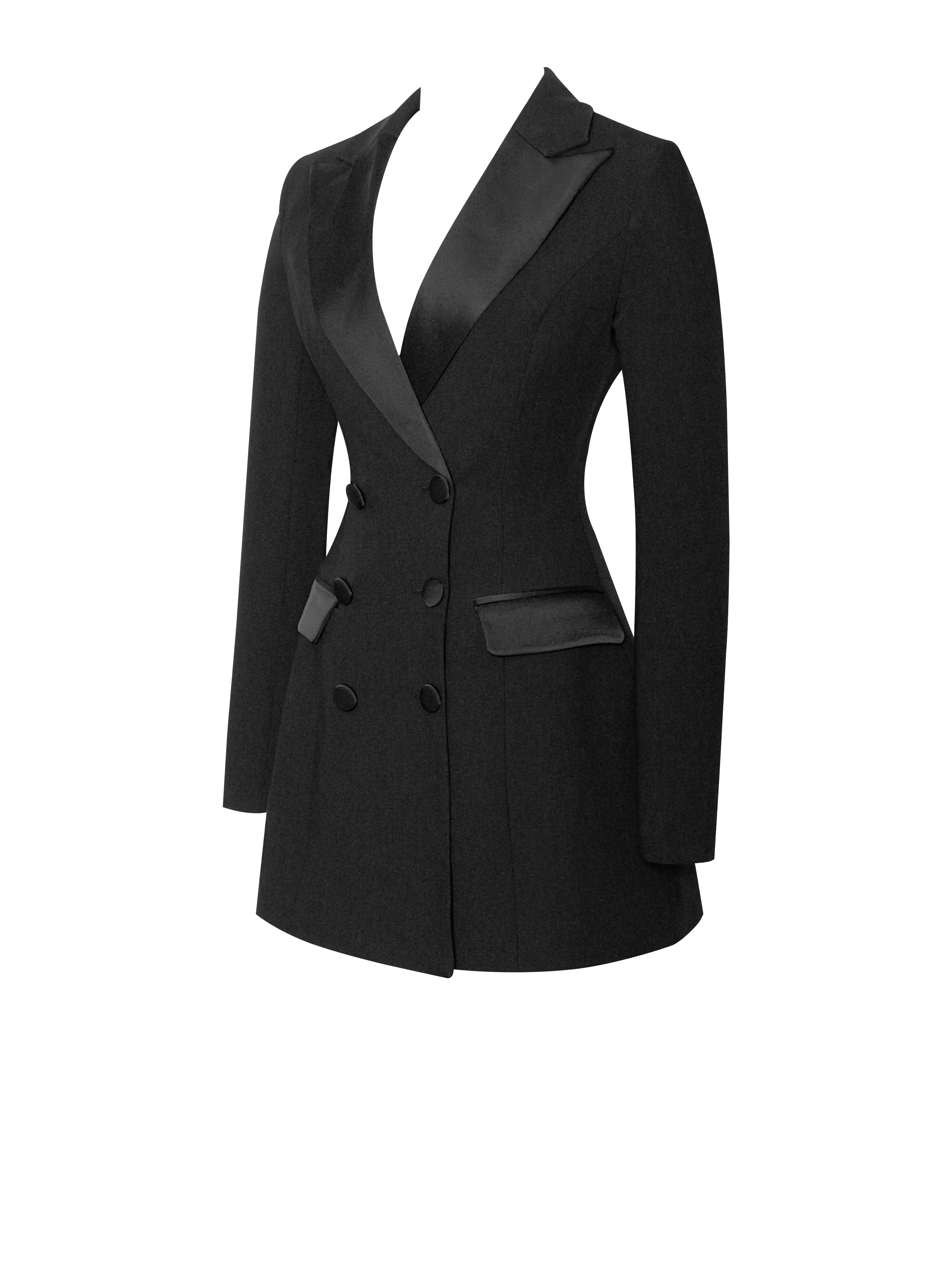 Calista Black Stretch Crepe Blazer Dress - Image 12
