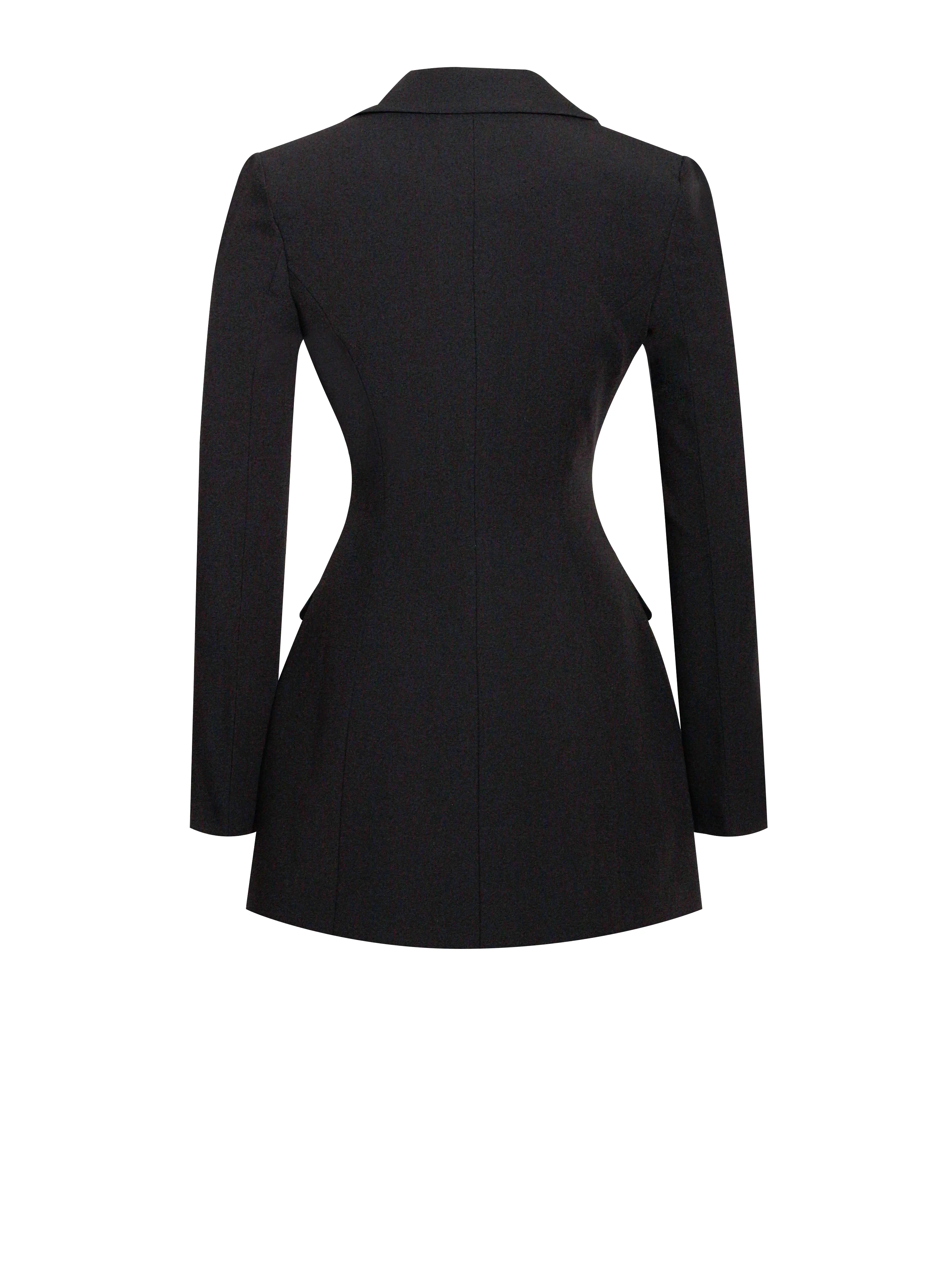 Calista Black Stretch Crepe Blazer Dress - Image 13