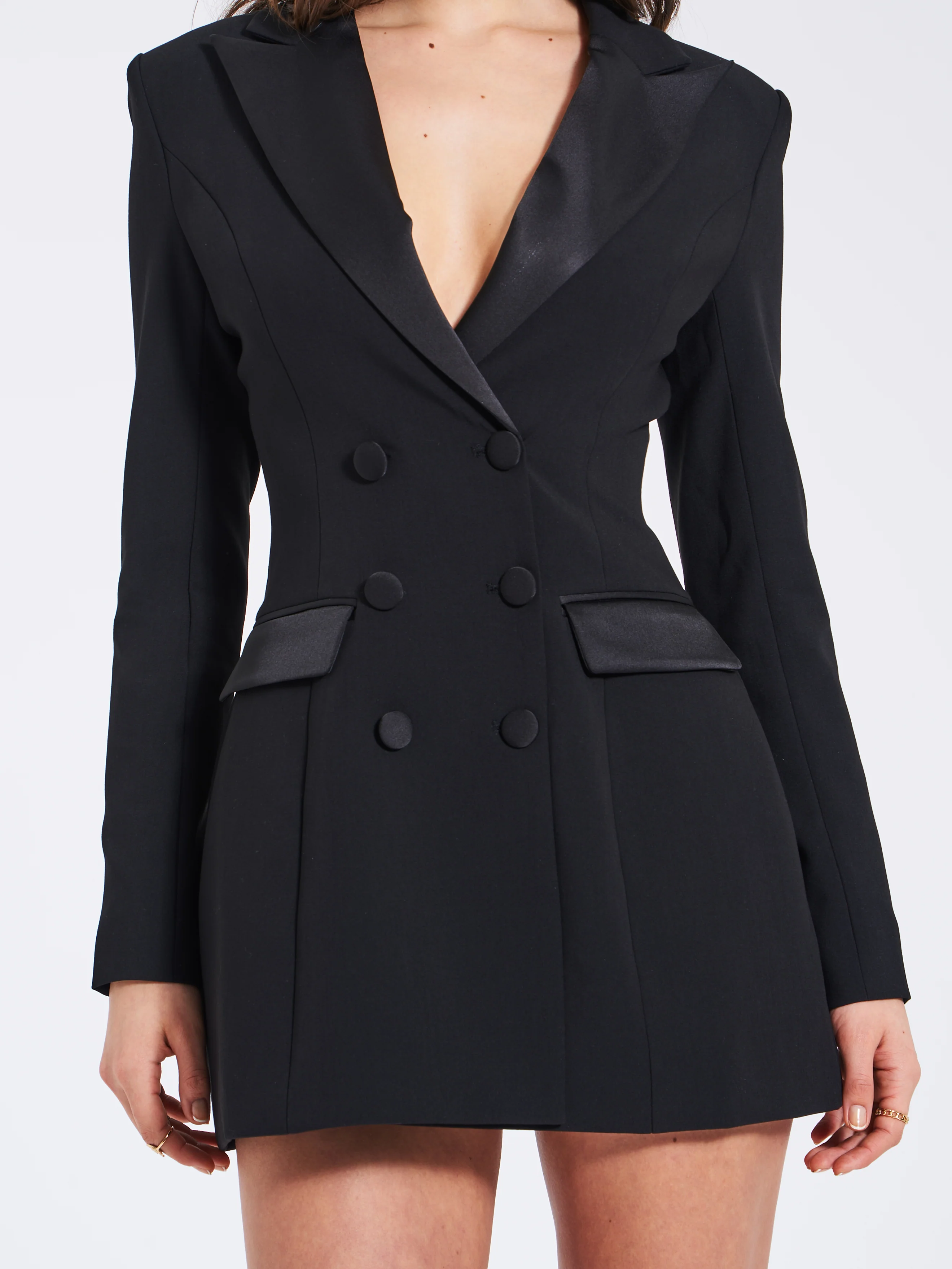Calista Black Stretch Crepe Blazer Dress - Image 9
