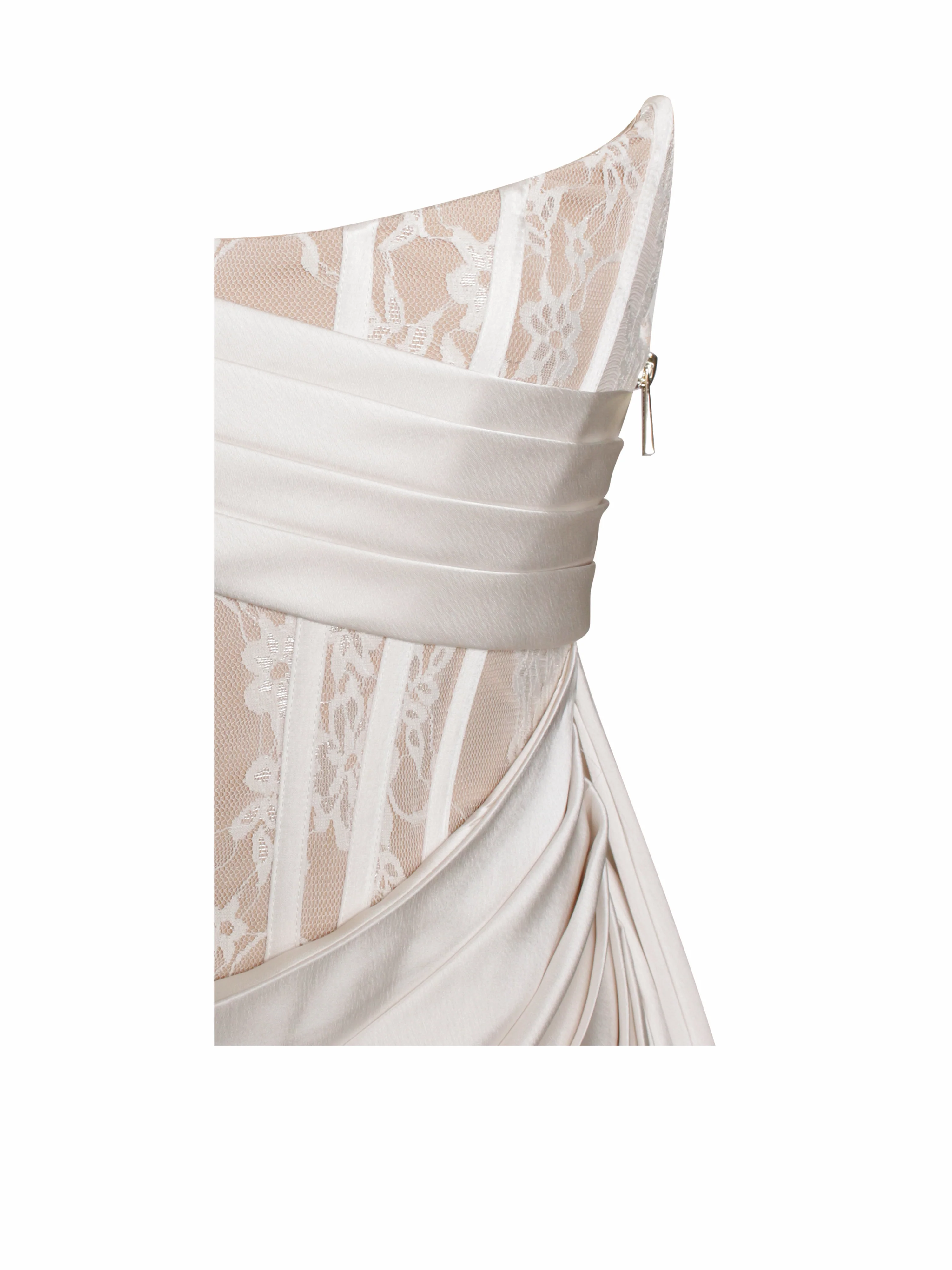 Callie Pearl White Lace Satin Corset High Slit Gown - Image 10