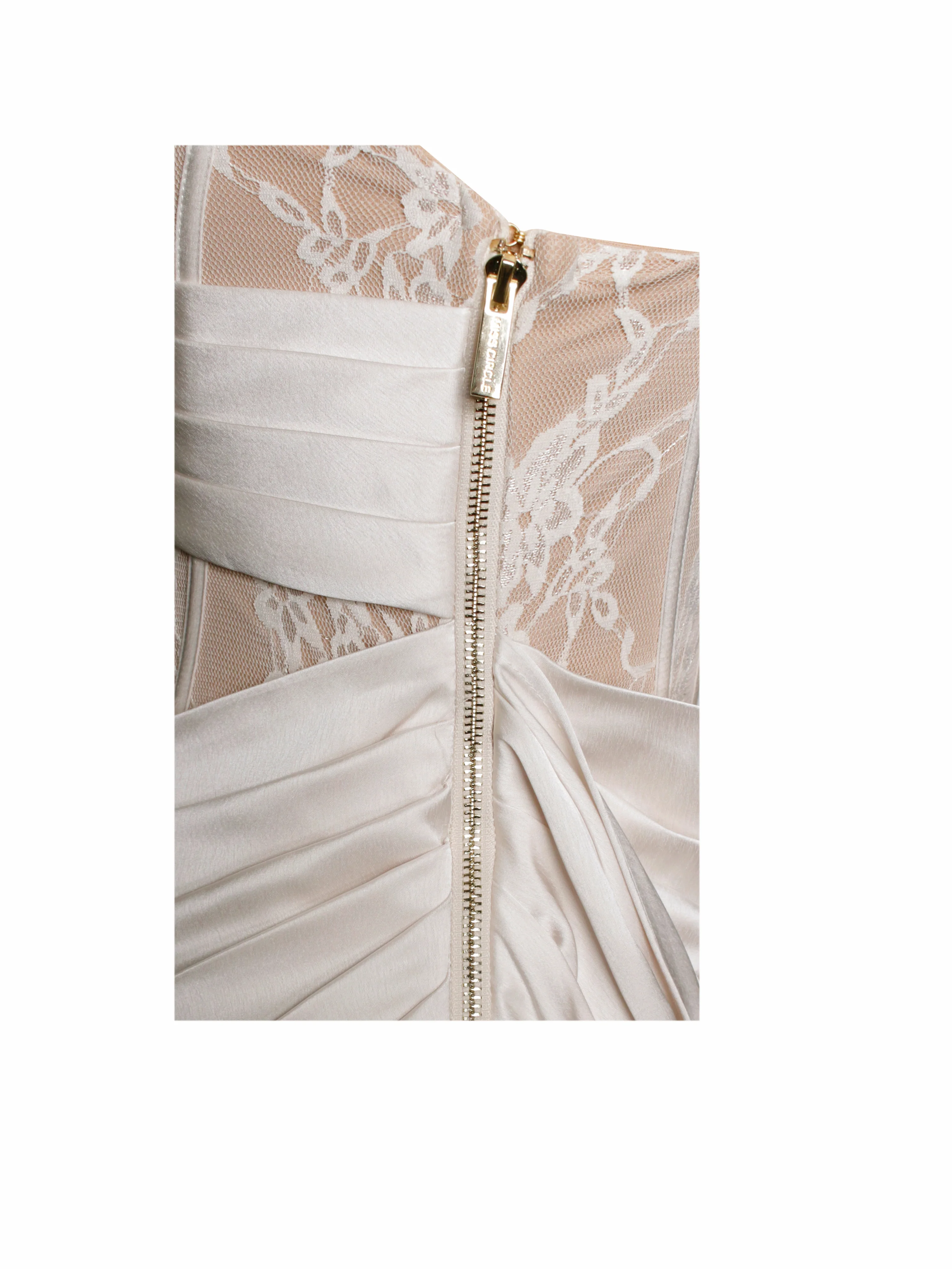 Callie Pearl White Lace Satin Corset High Slit Gown - Image 12