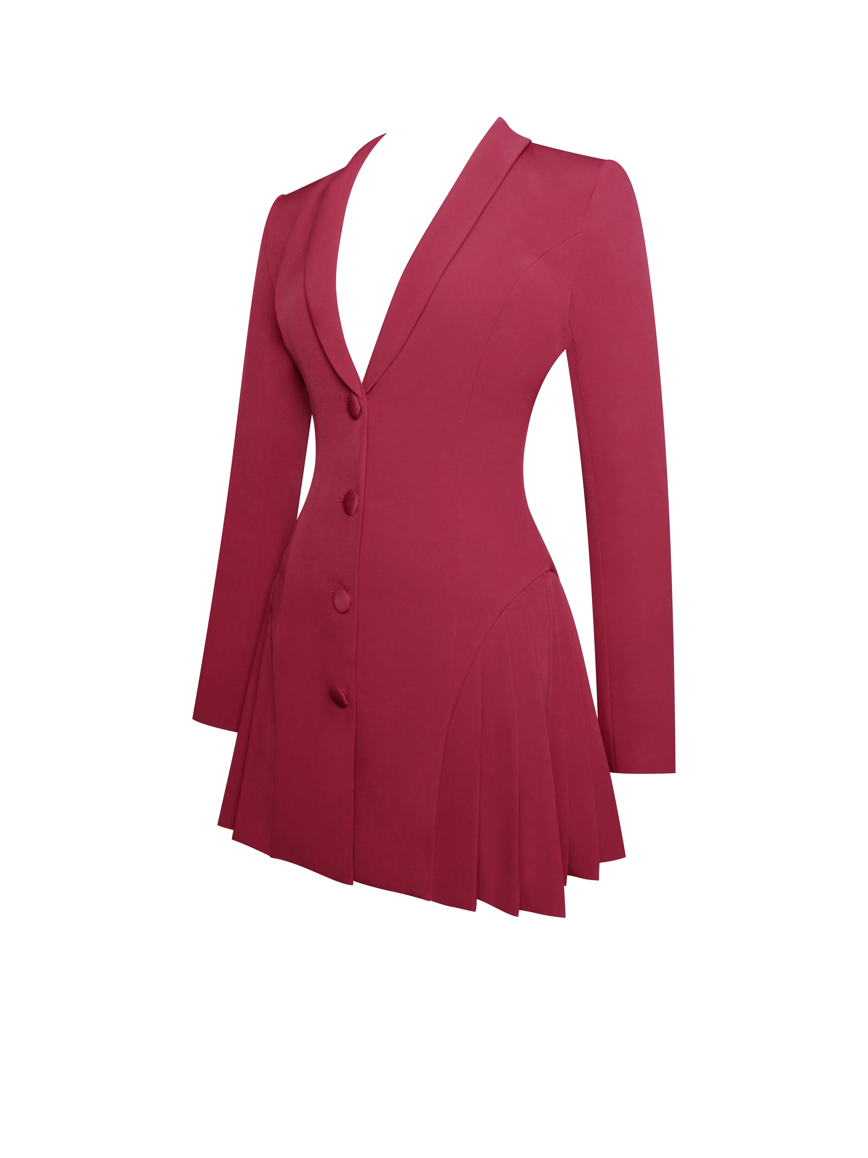 Delia Burgundy Blazer Dress with Pleated Detail - Image 10