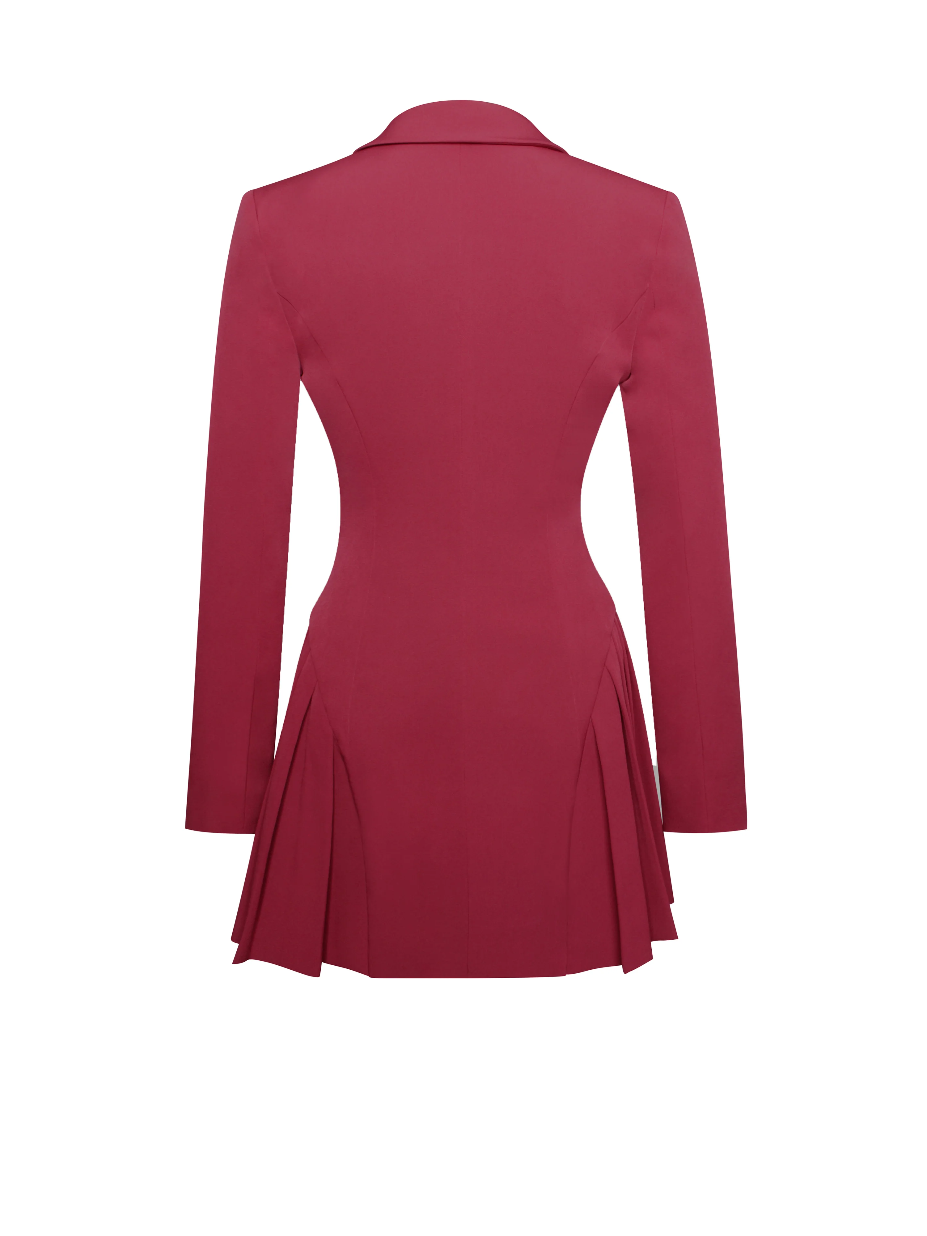 Delia Burgundy Blazer Dress with Pleated Detail - Image 11