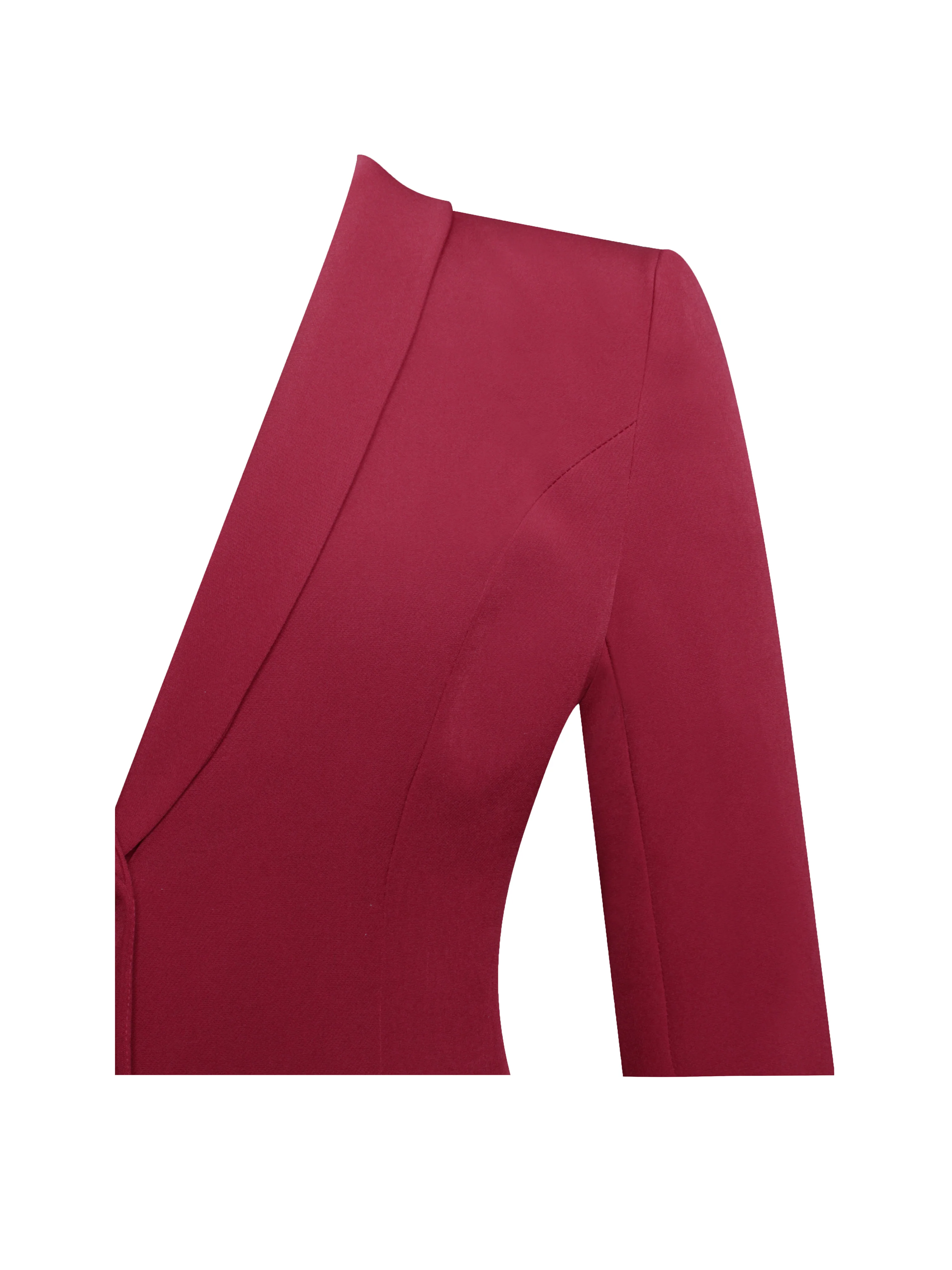 Delia Burgundy Blazer Dress with Pleated Detail - Image 12