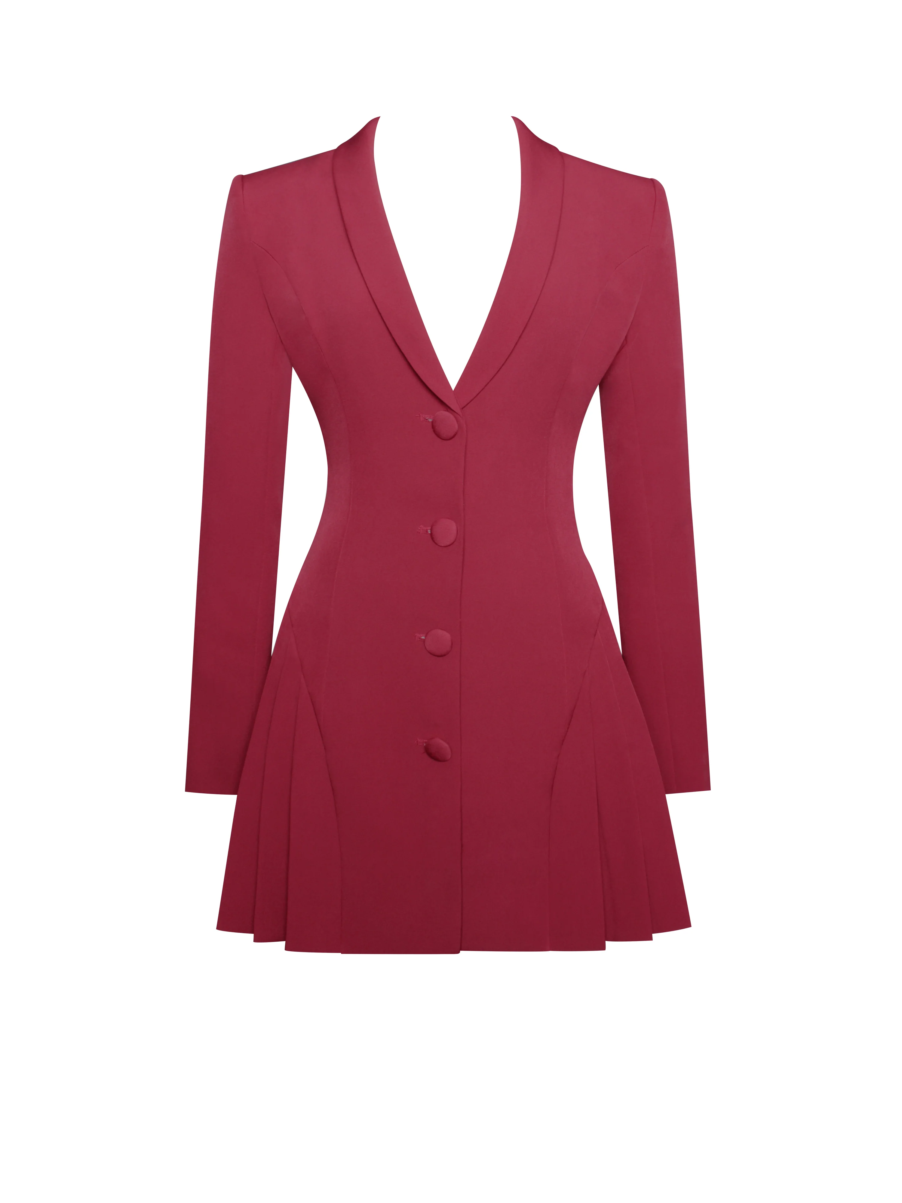 Delia Burgundy Blazer Dress with Pleated Detail - Image 9