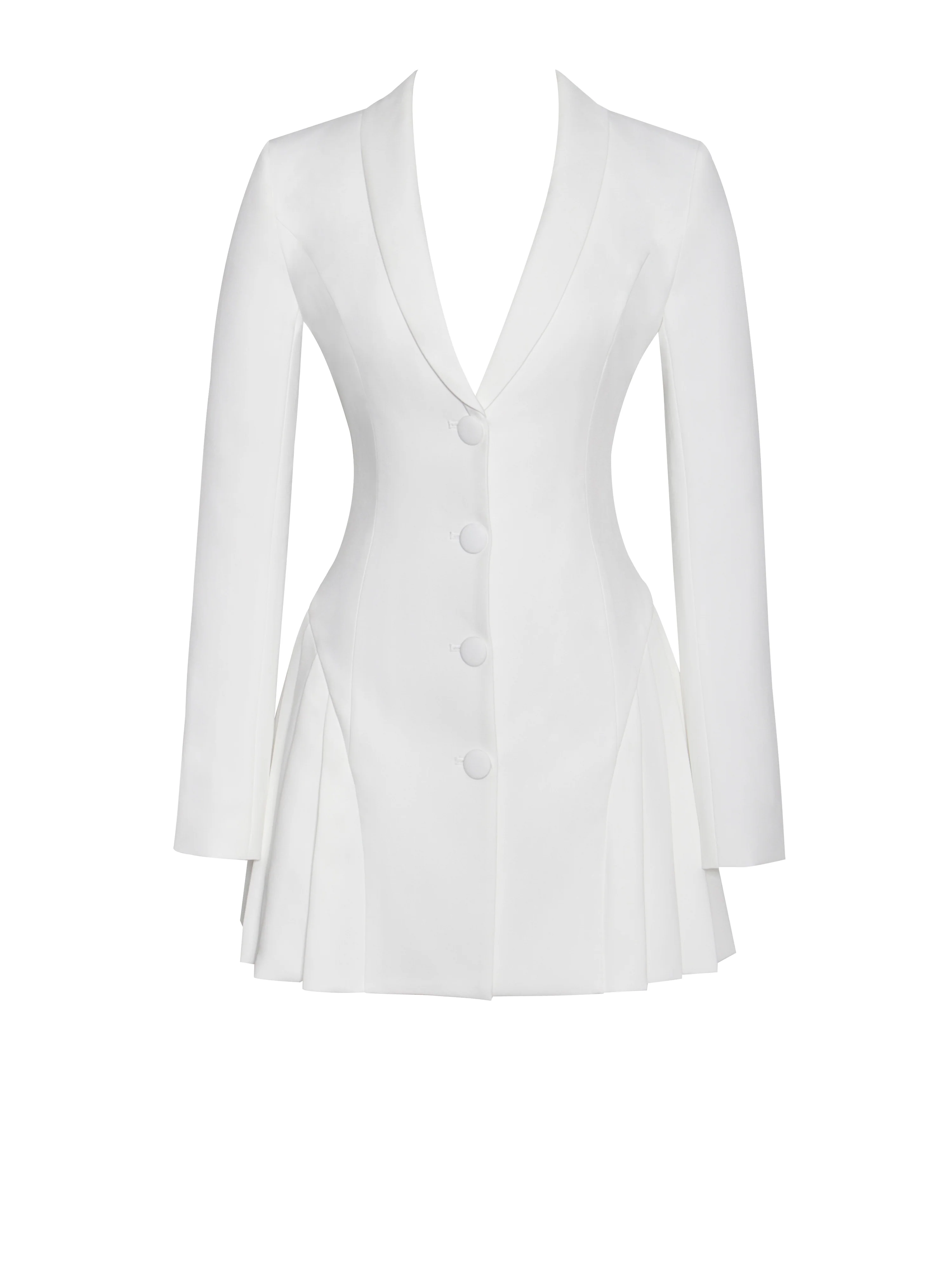 Delia White Blazer Dress with Pleated Detail - Image 11