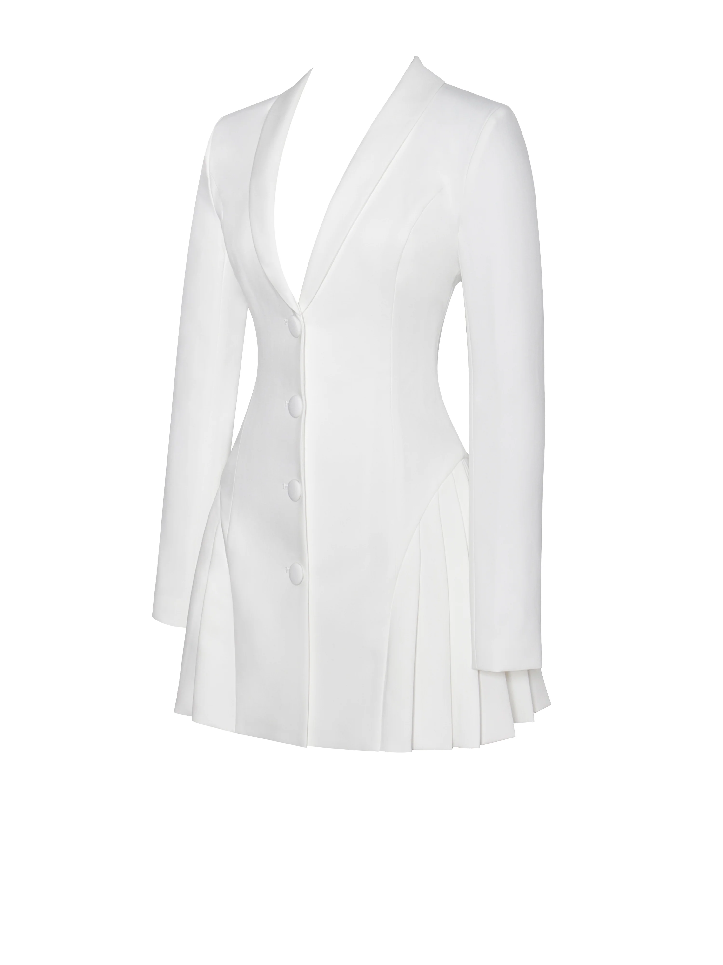 Delia White Blazer Dress with Pleated Detail - Image 13