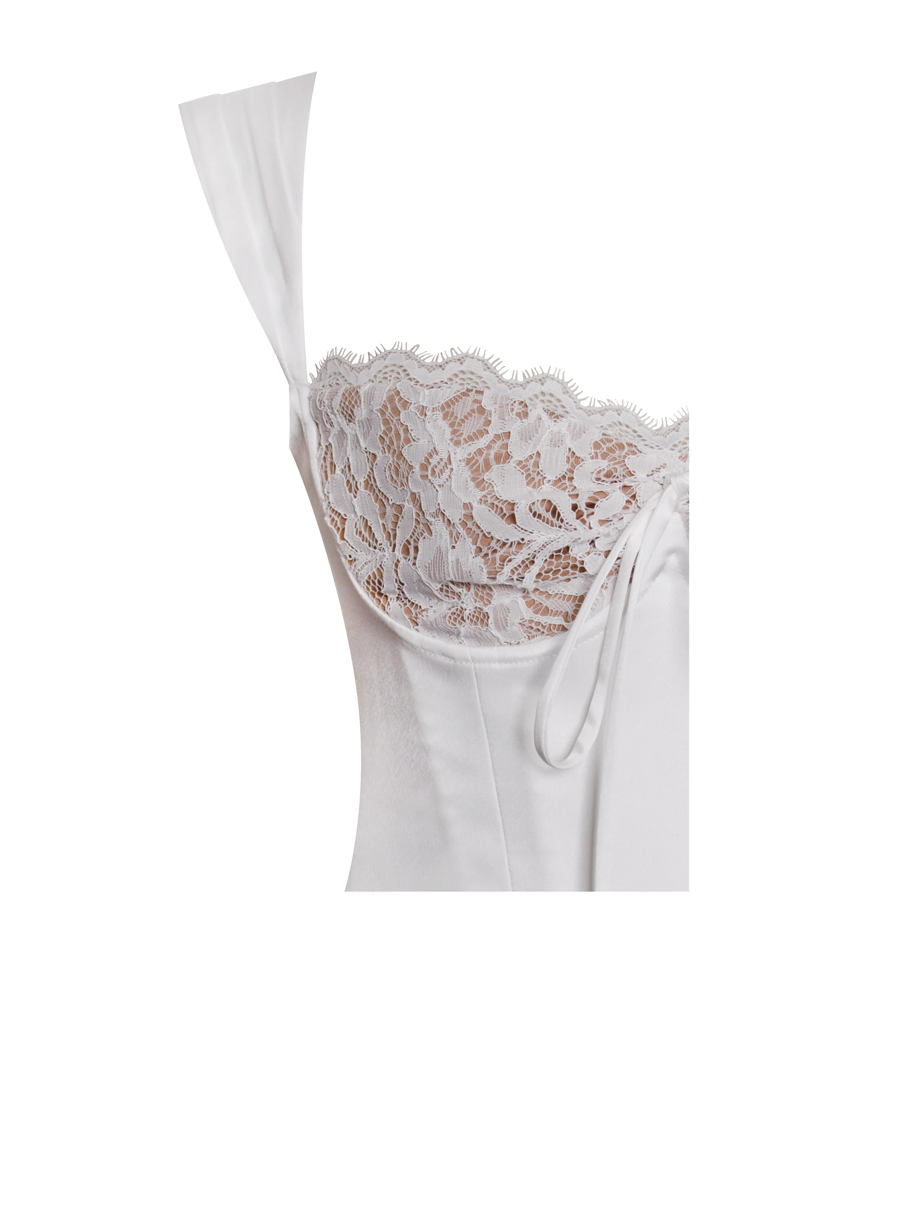 Everly White Lace Satin Corset Top - Image 10