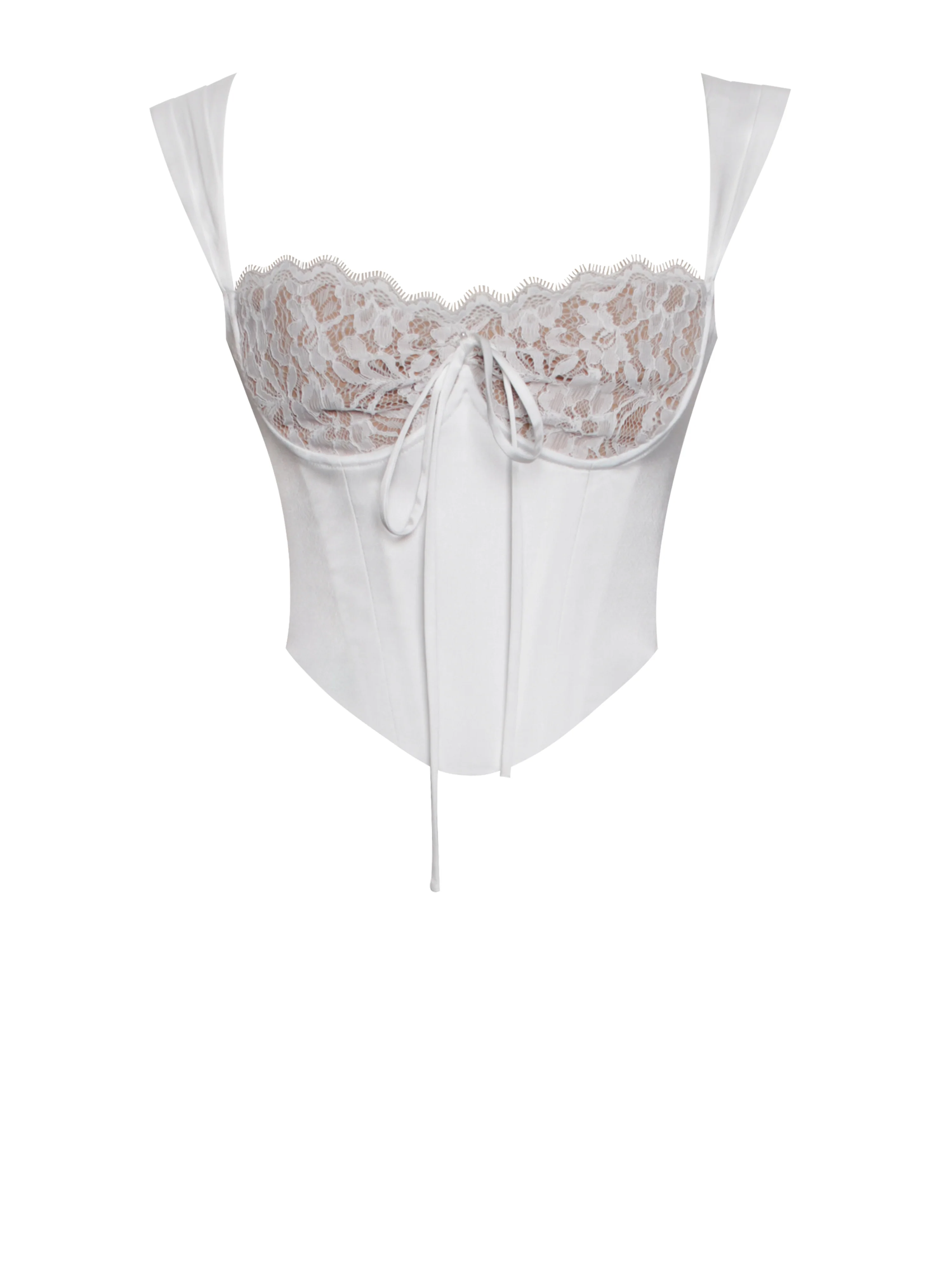 Everly White Lace Satin Corset Top - Image 7