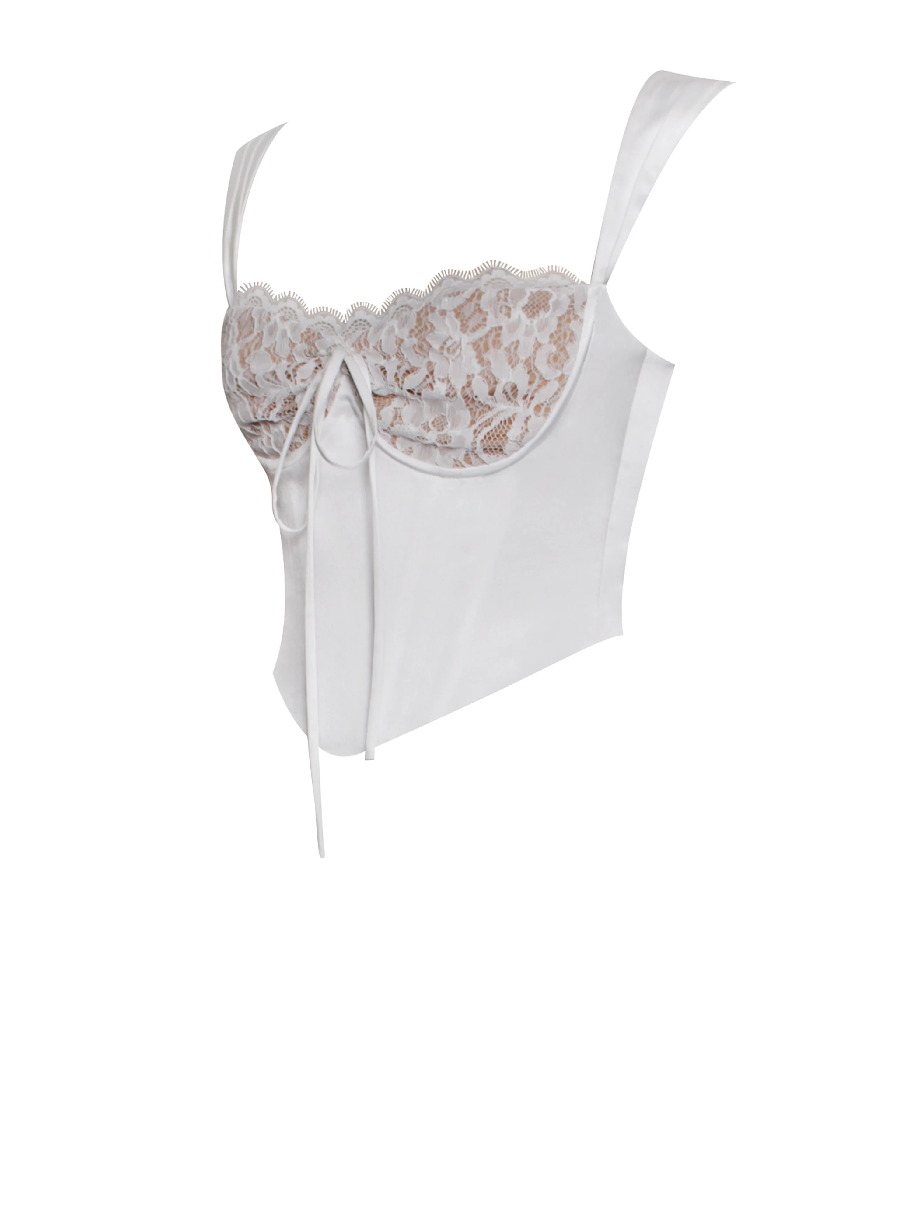 Everly White Lace Satin Corset Top - Image 8