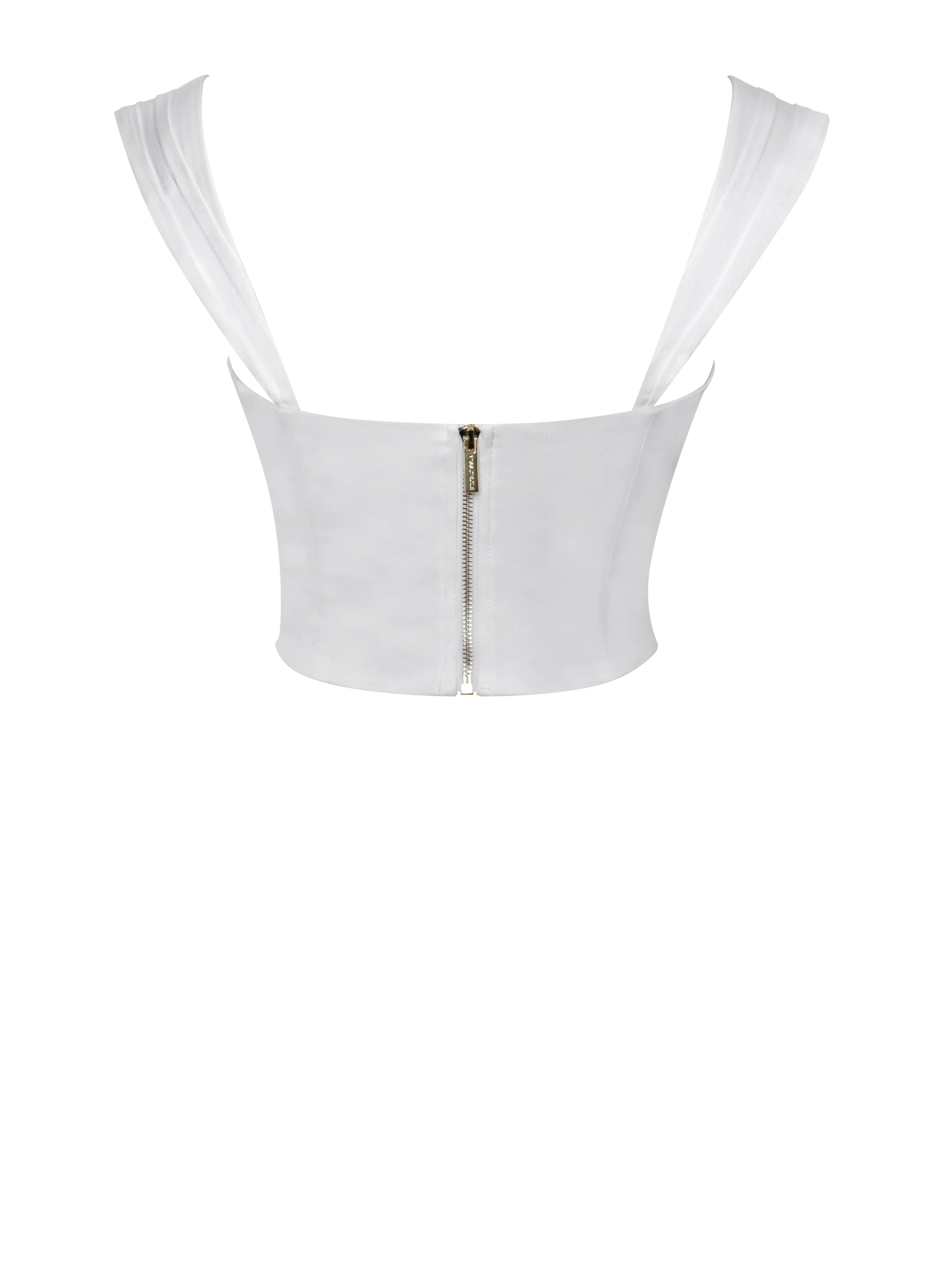 Everly White Lace Satin Corset Top - Image 9