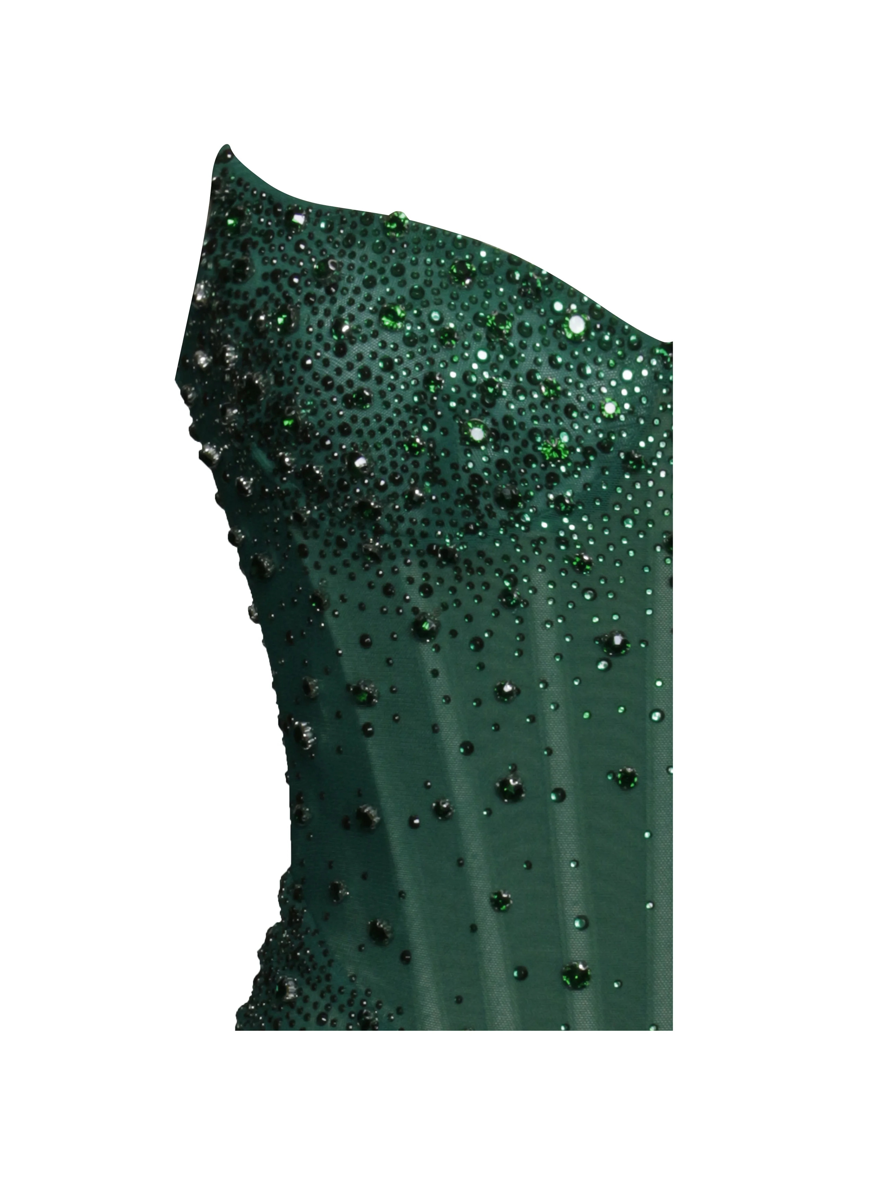 Fatima Green Crystal Sleeveless Corset Mermaid Maxi Dress - Image 12
