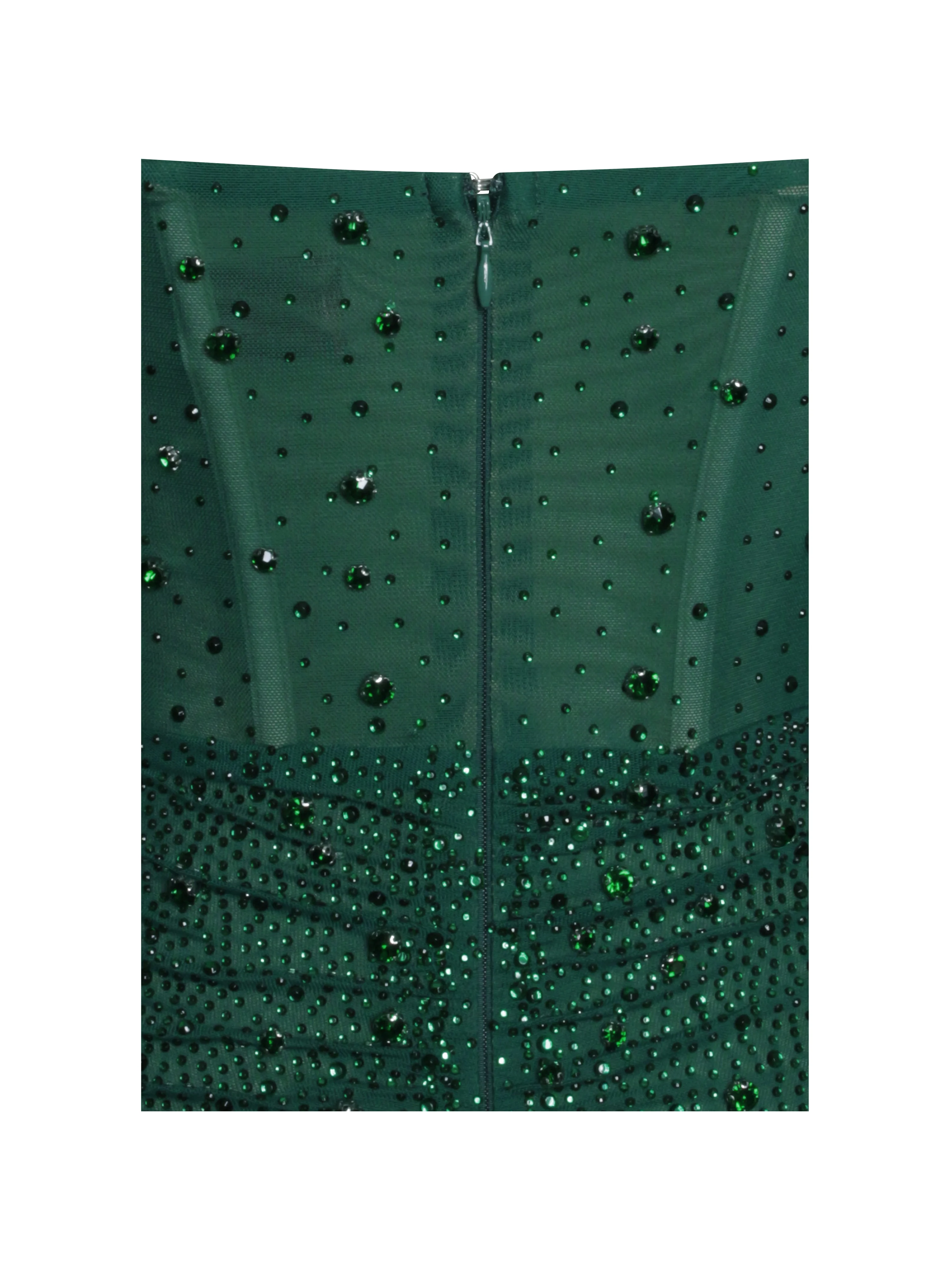Fatima Green Crystal Sleeveless Corset Mermaid Maxi Dress - Image 14