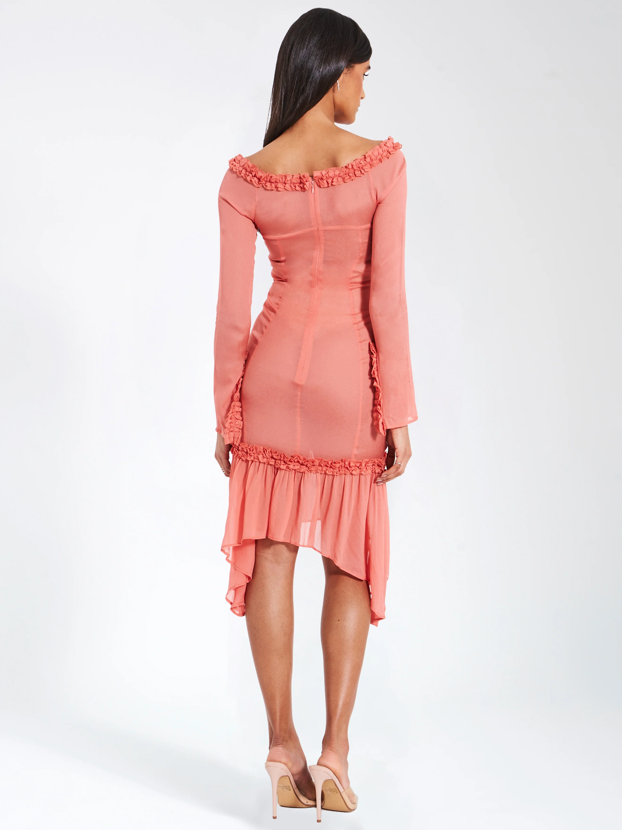 Fiorella Rosy Mauve Satin Rayon Midi Dress - Image 10