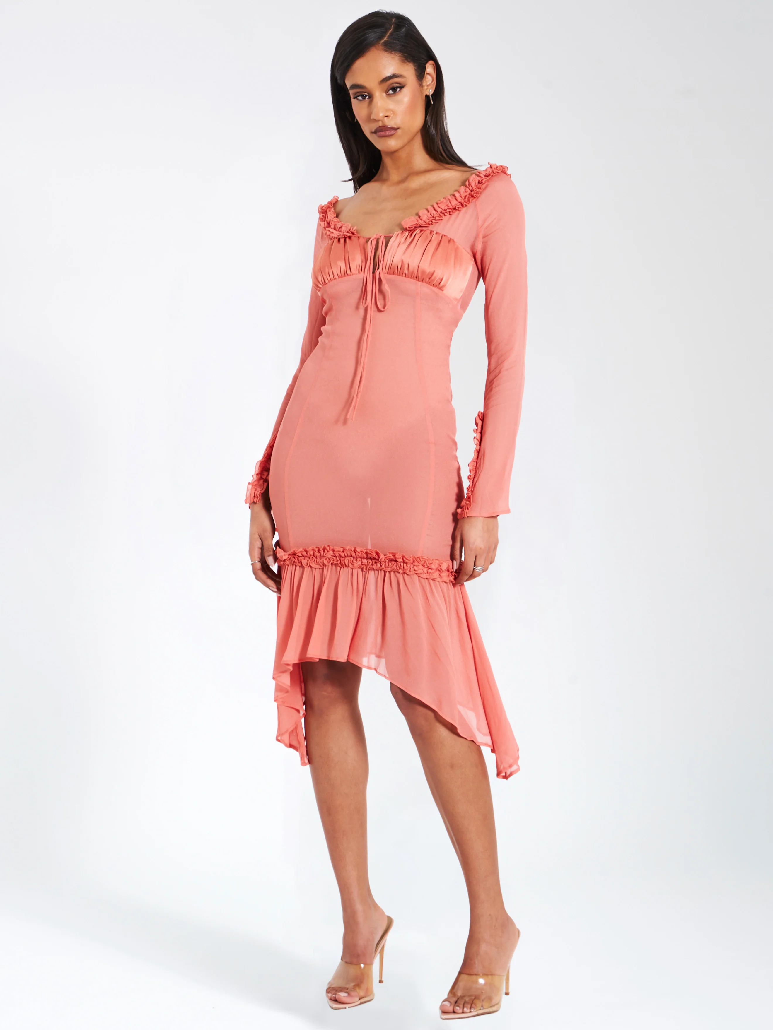 Fiorella Rosy Mauve Satin Rayon Midi Dress - Image 6