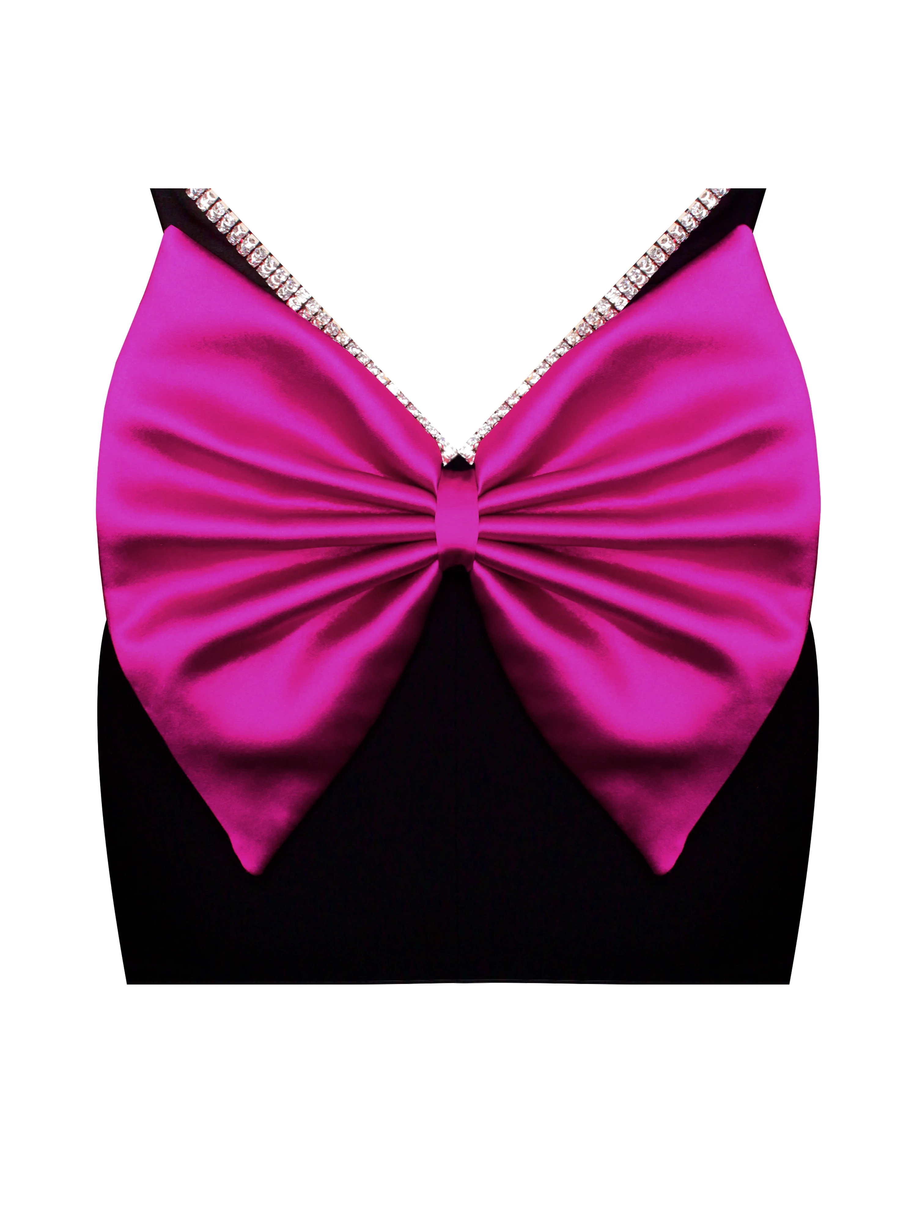 Flore Black Crystal Straps Backless Gown With Bow - Image 12