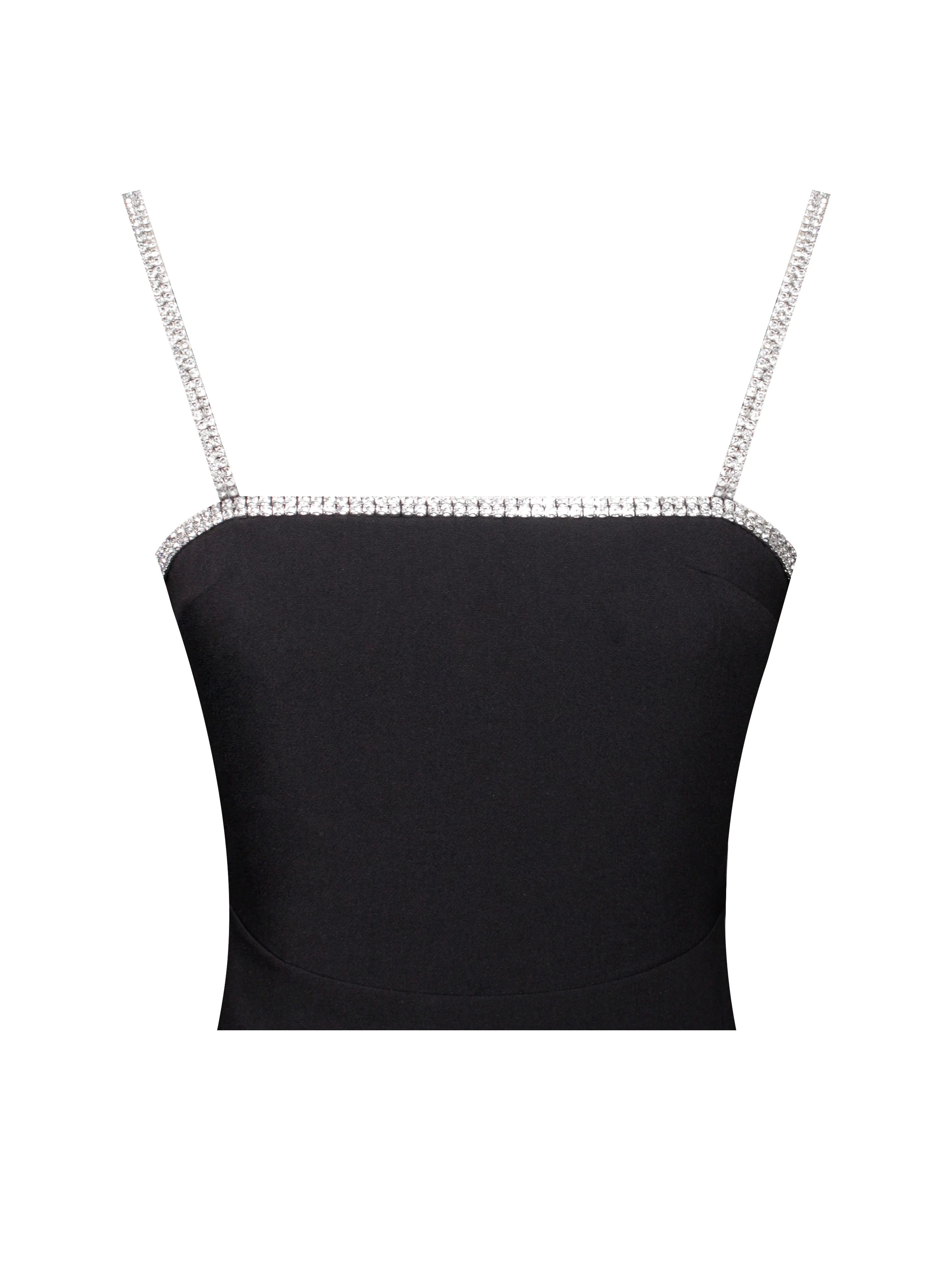 Flore Black Crystal Straps Backless Gown With Bow - Image 13