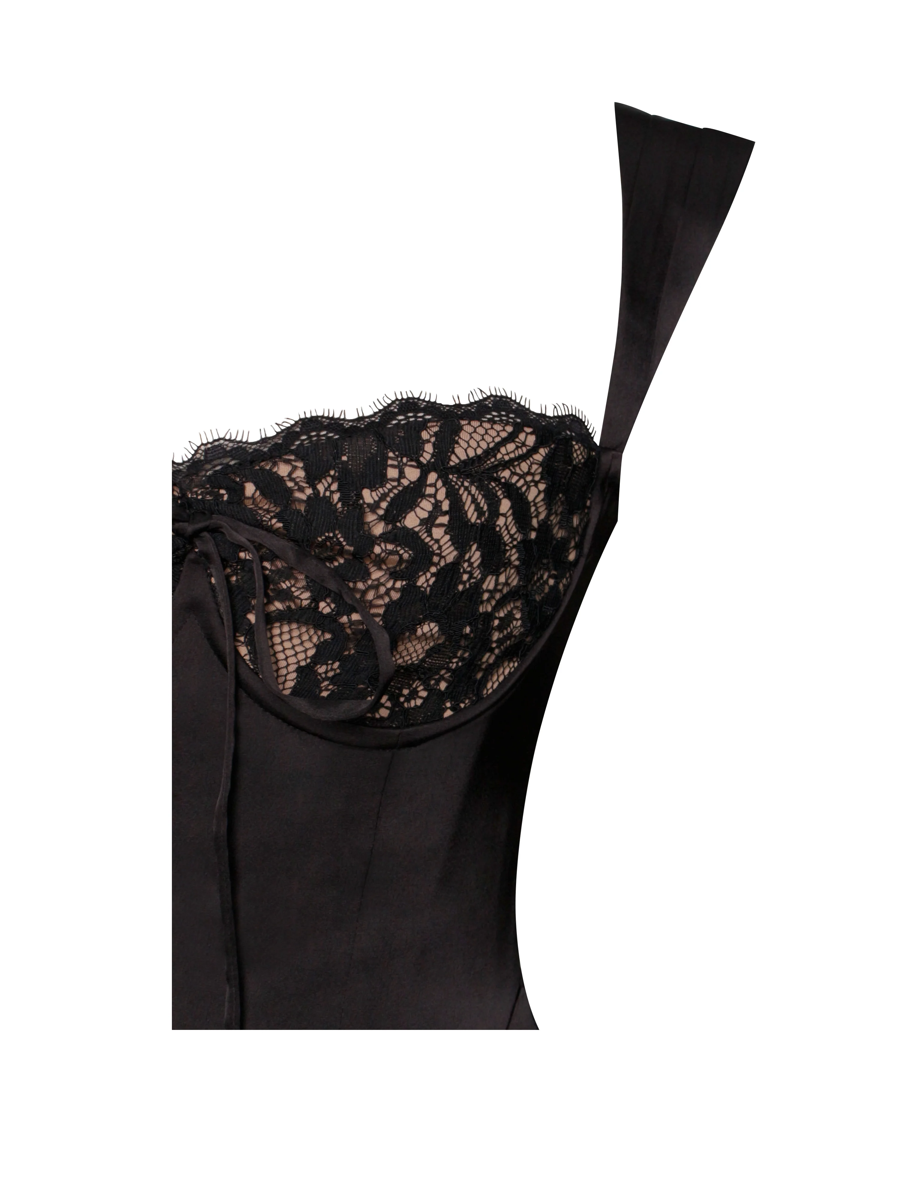 Freddie Black Lace Satin Maxi Corset Dress - Image 10