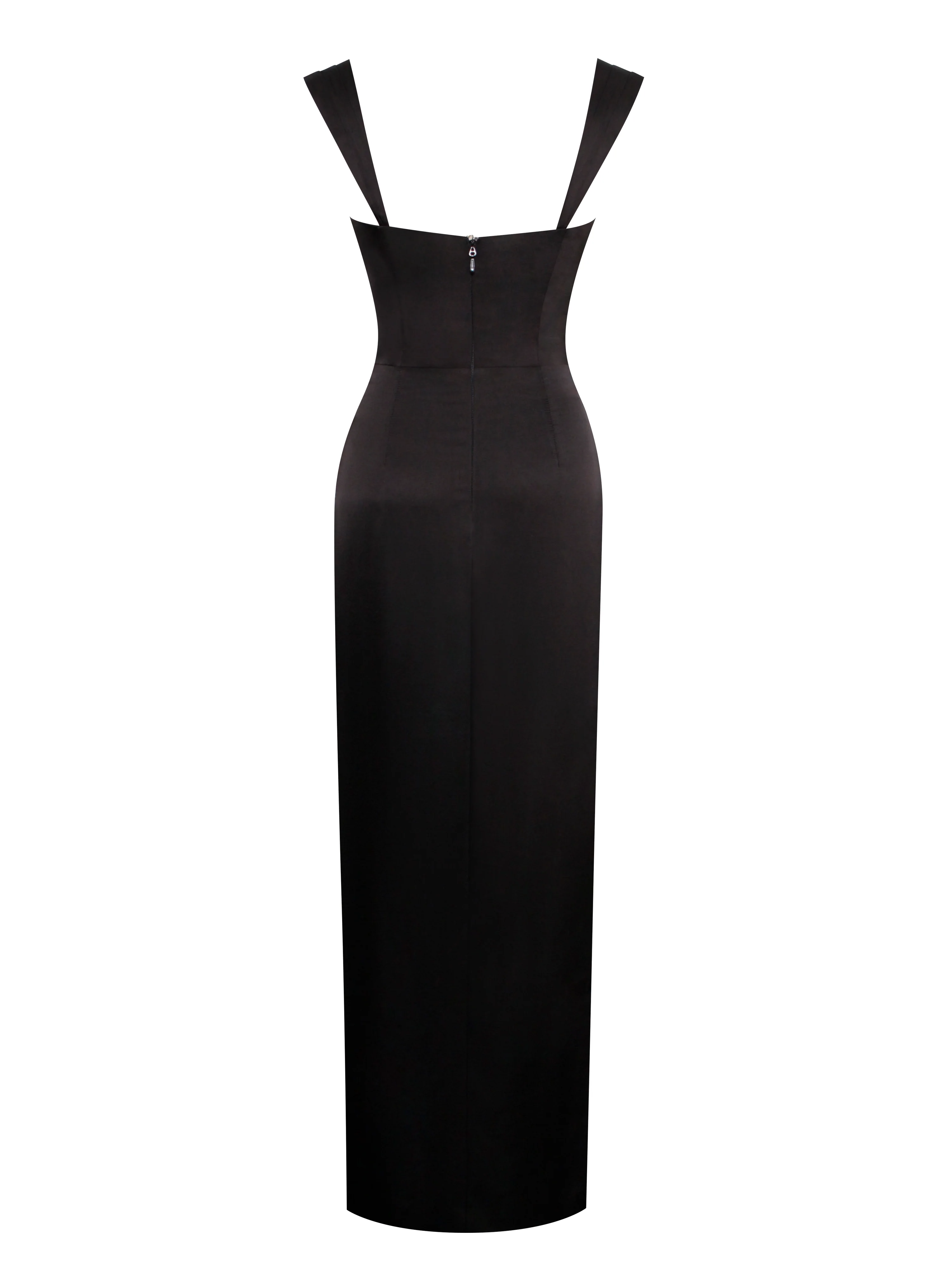 Freddie Black Lace Satin Maxi Corset Dress - Image 9