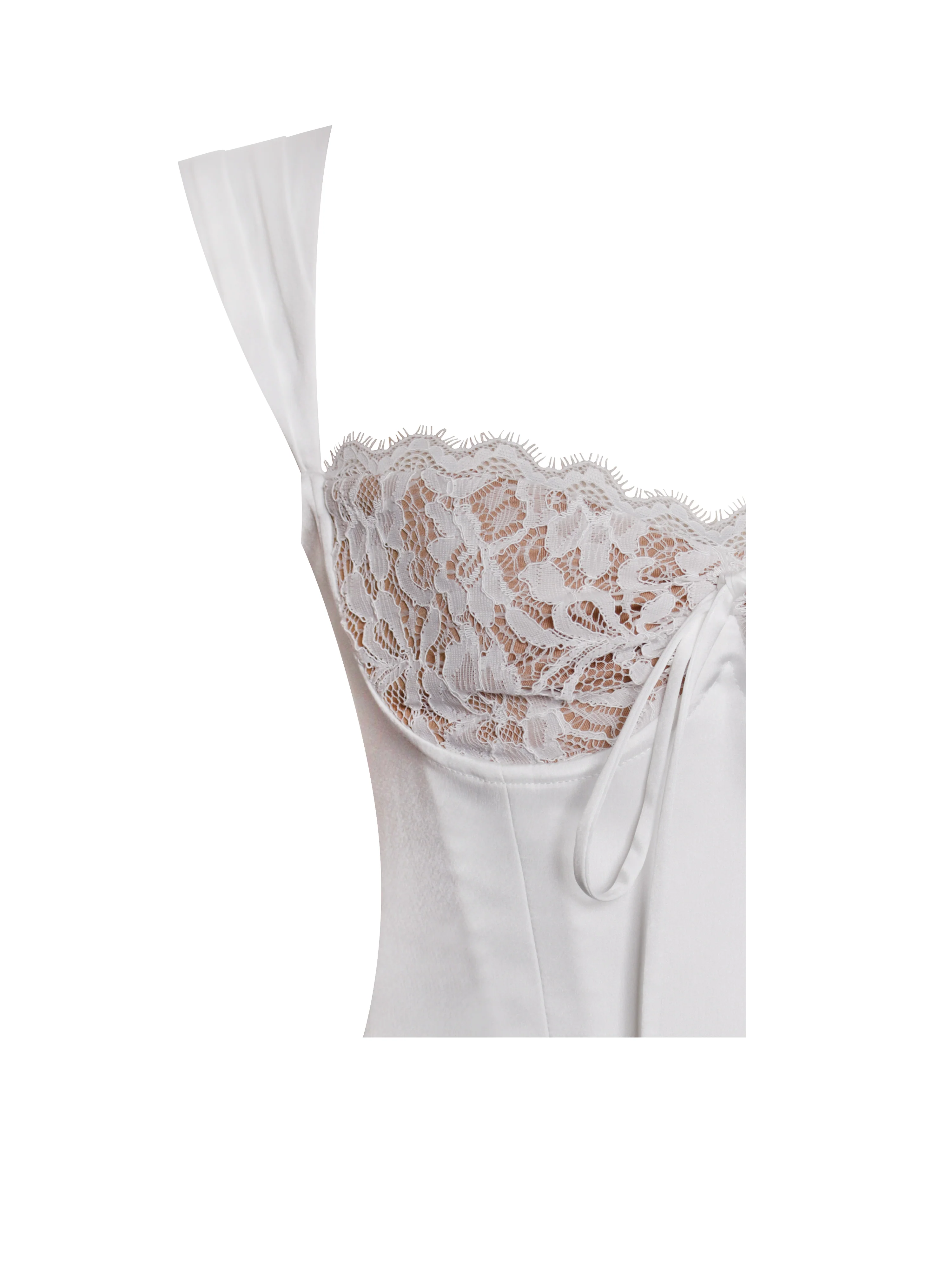 Freddie White Lace Satin Maxi Corset Dress - Image 14