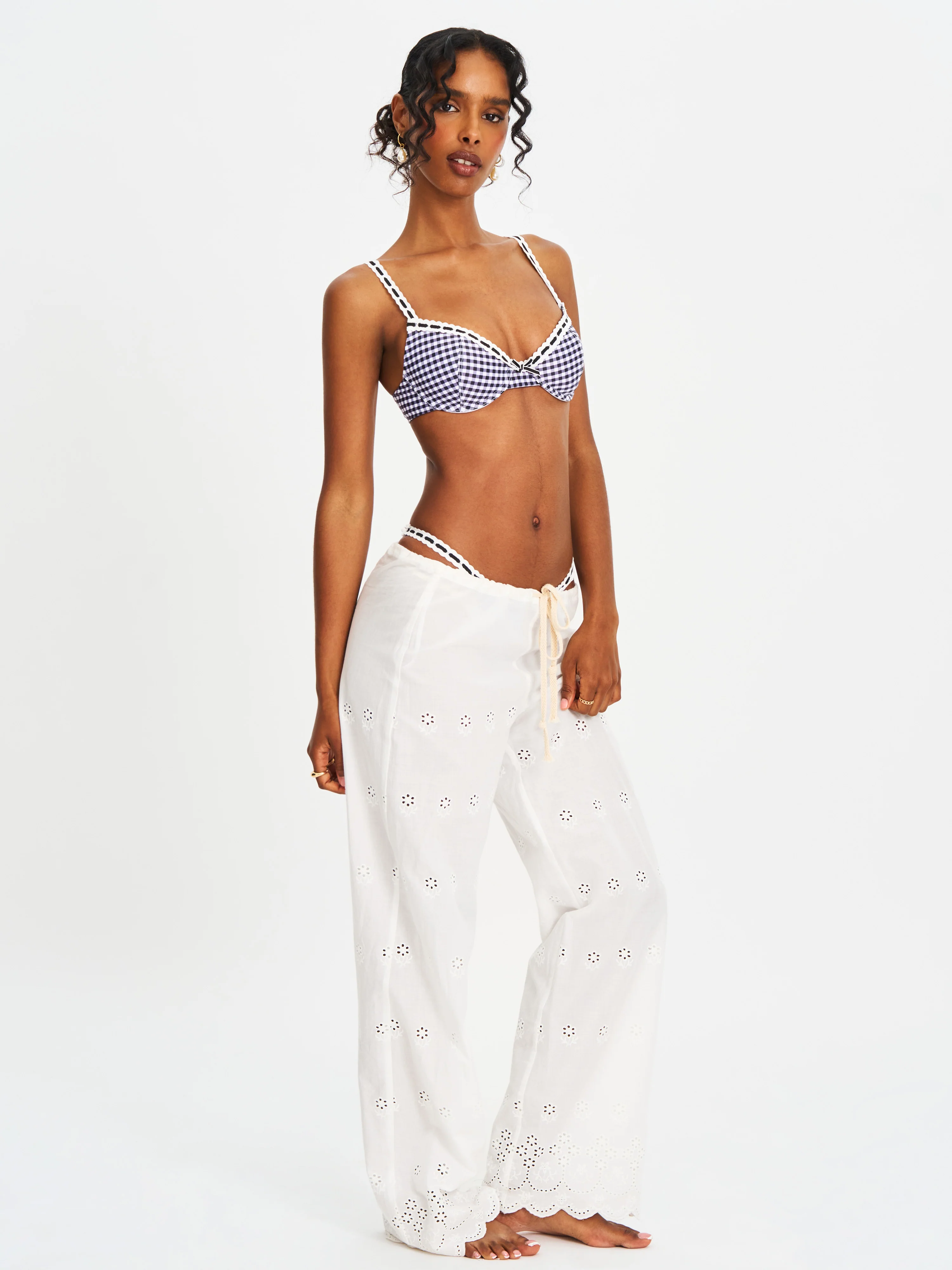 Genevia Gingham Lace Decoration Bikini Bottom - Image 11