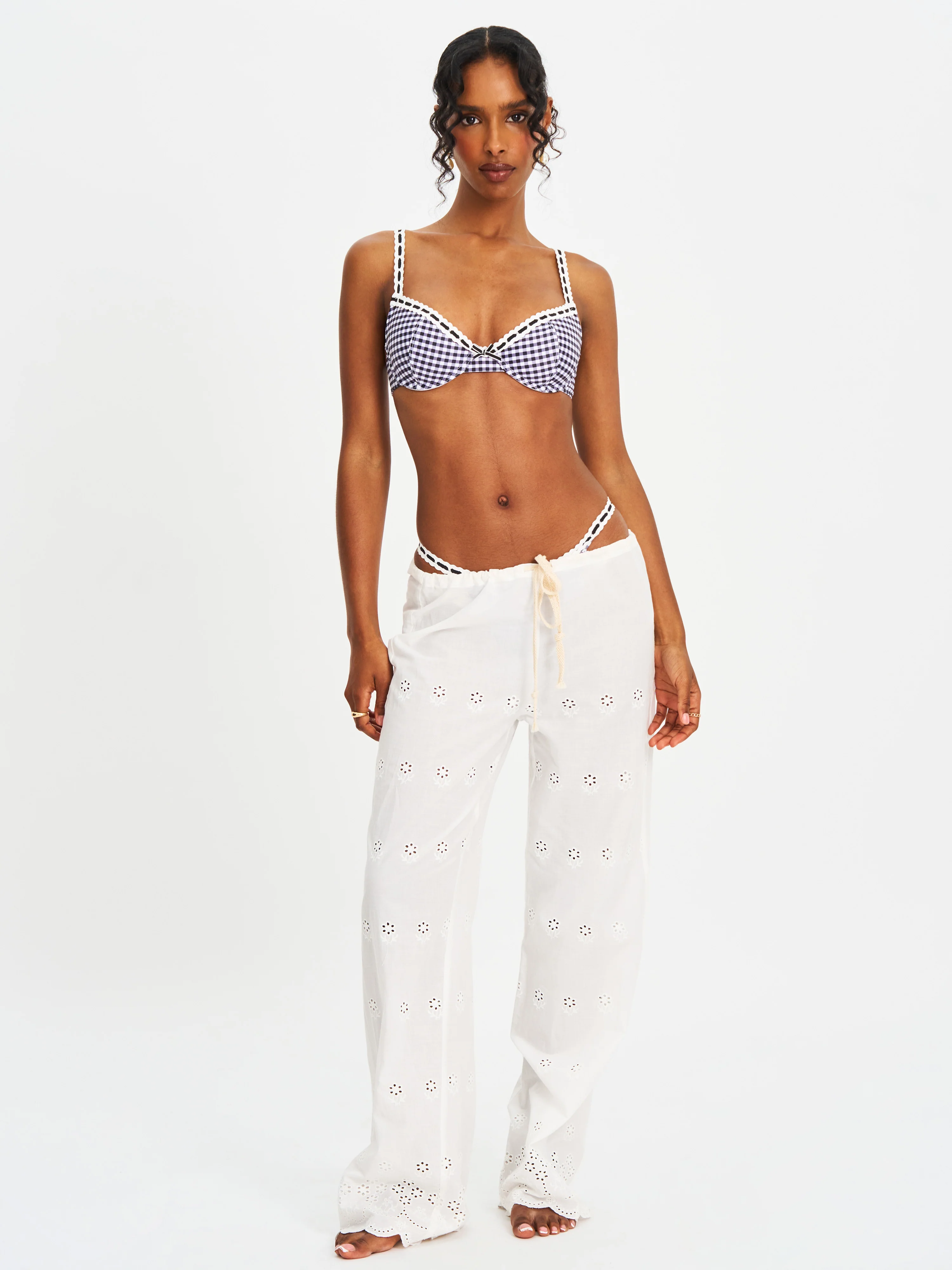 Genevia Gingham Lace Decoration Bikini Bottom - Image 8