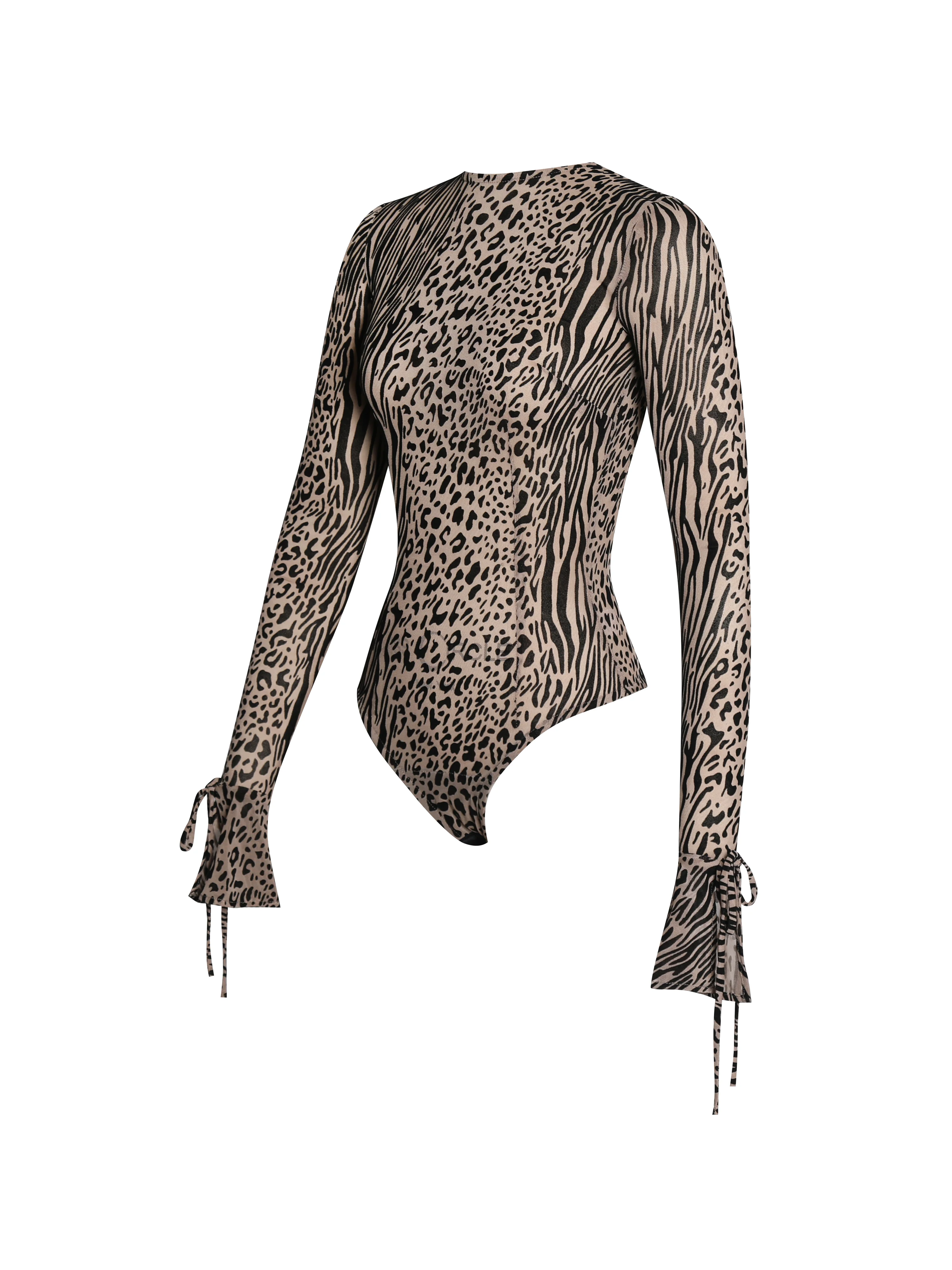 Ibera Animal Print Burnout Velvet Long Sleeve Bodysuit - Image 10