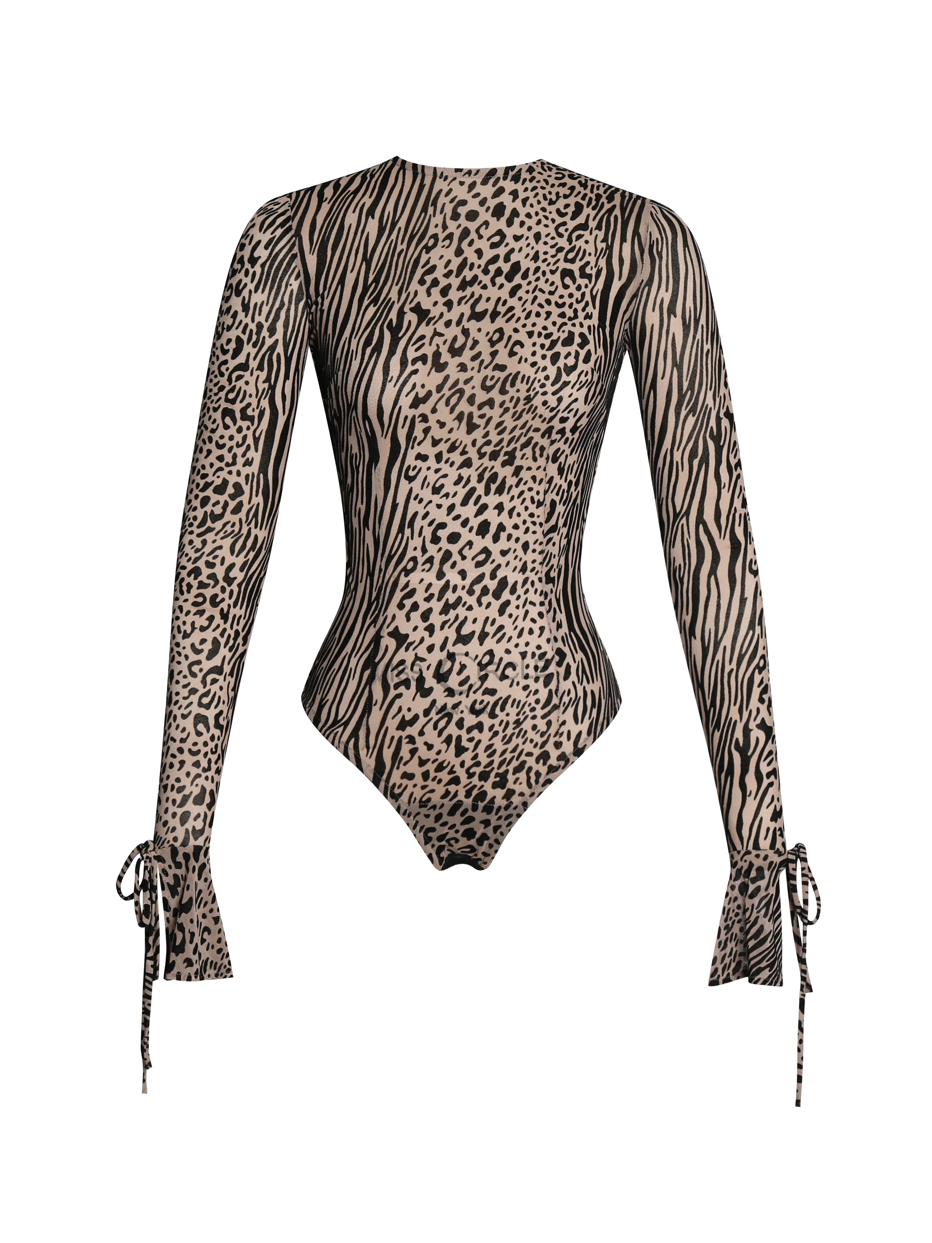 Ibera Animal Print Burnout Velvet Long Sleeve Bodysuit - Image 9