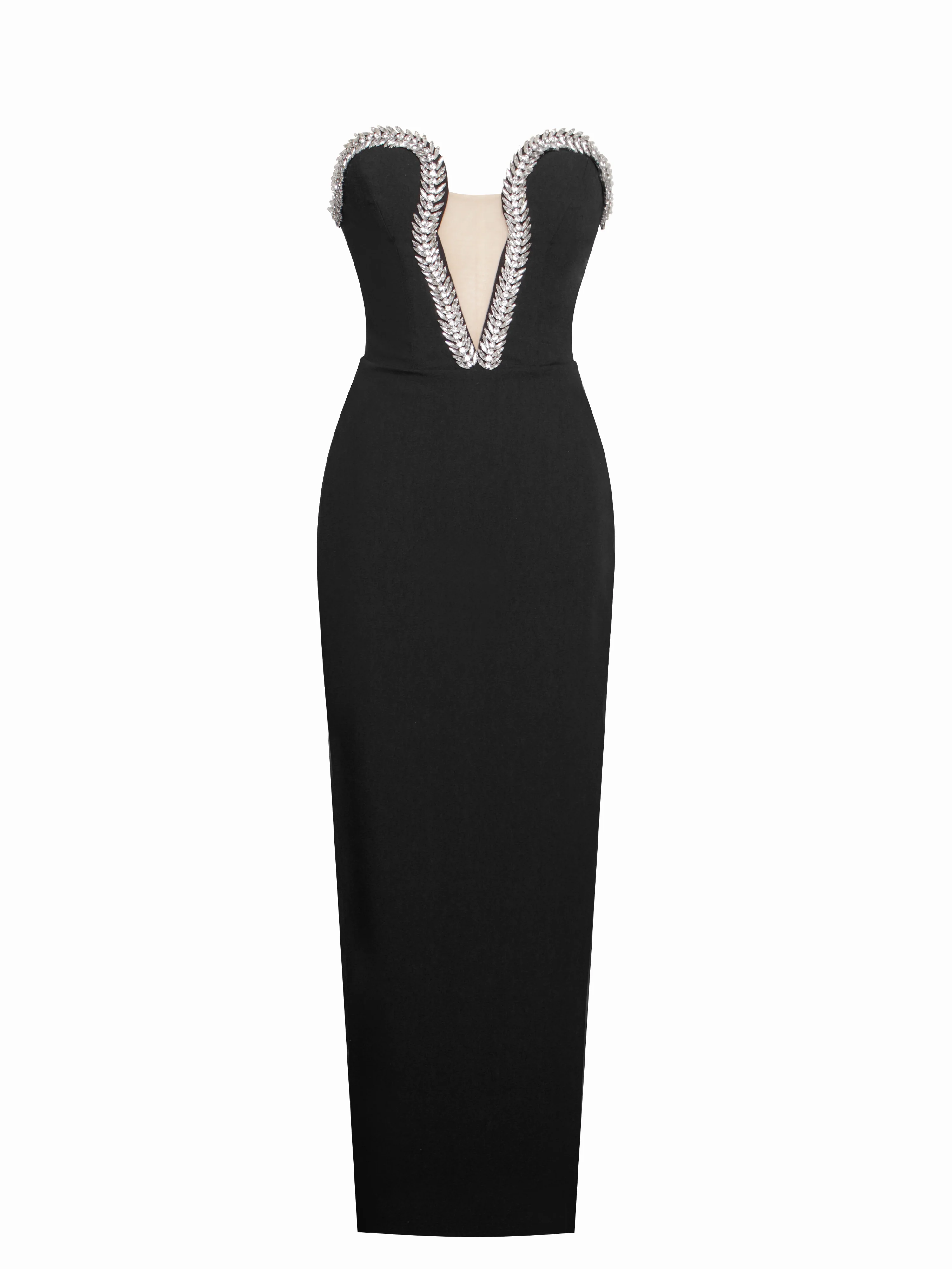Ivanna Black Crystal Embellished Maxi Dress - Image 12