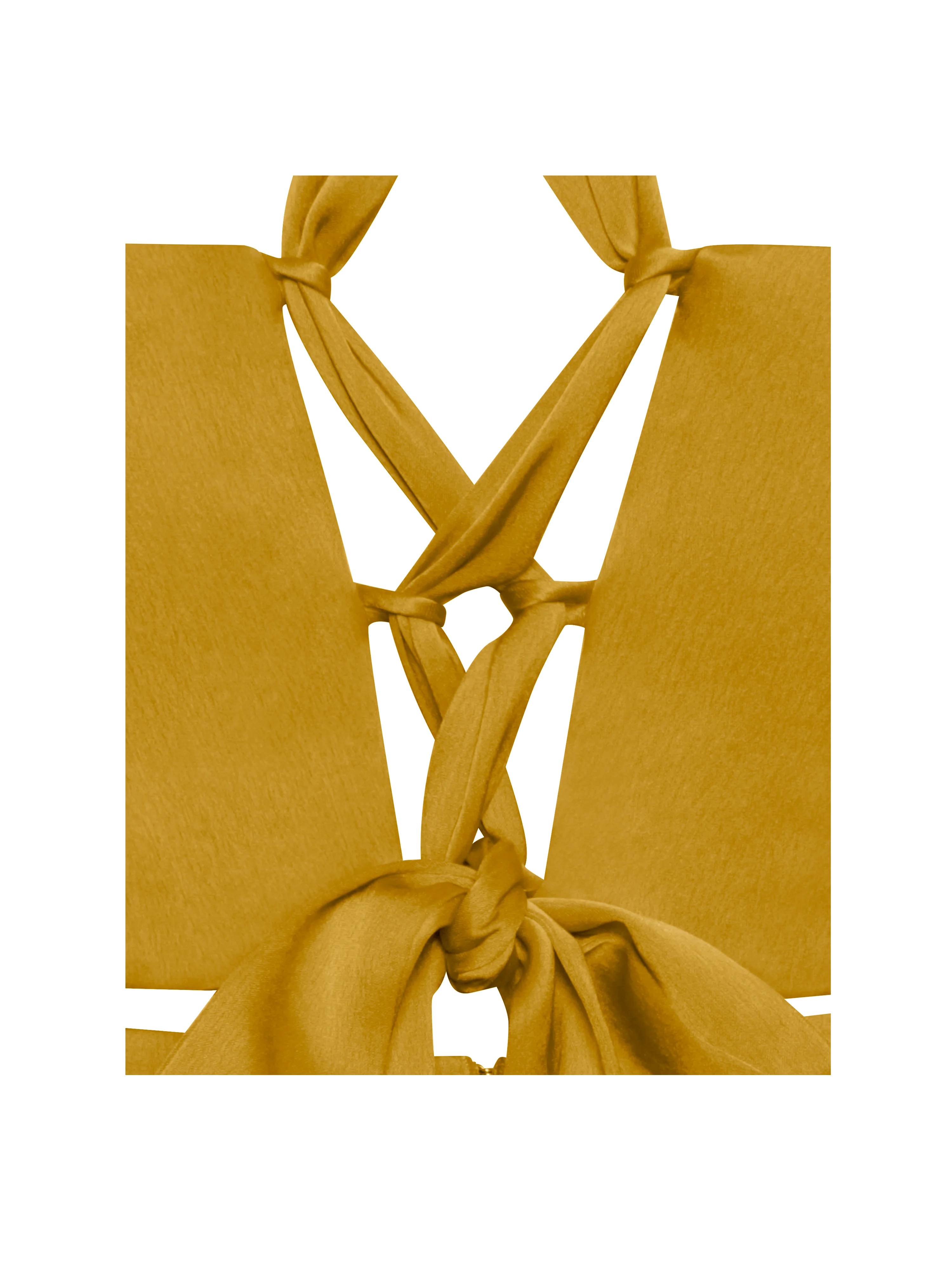 Ivona Gold Halter Neck Double Duchess Satin Gown - Image 13