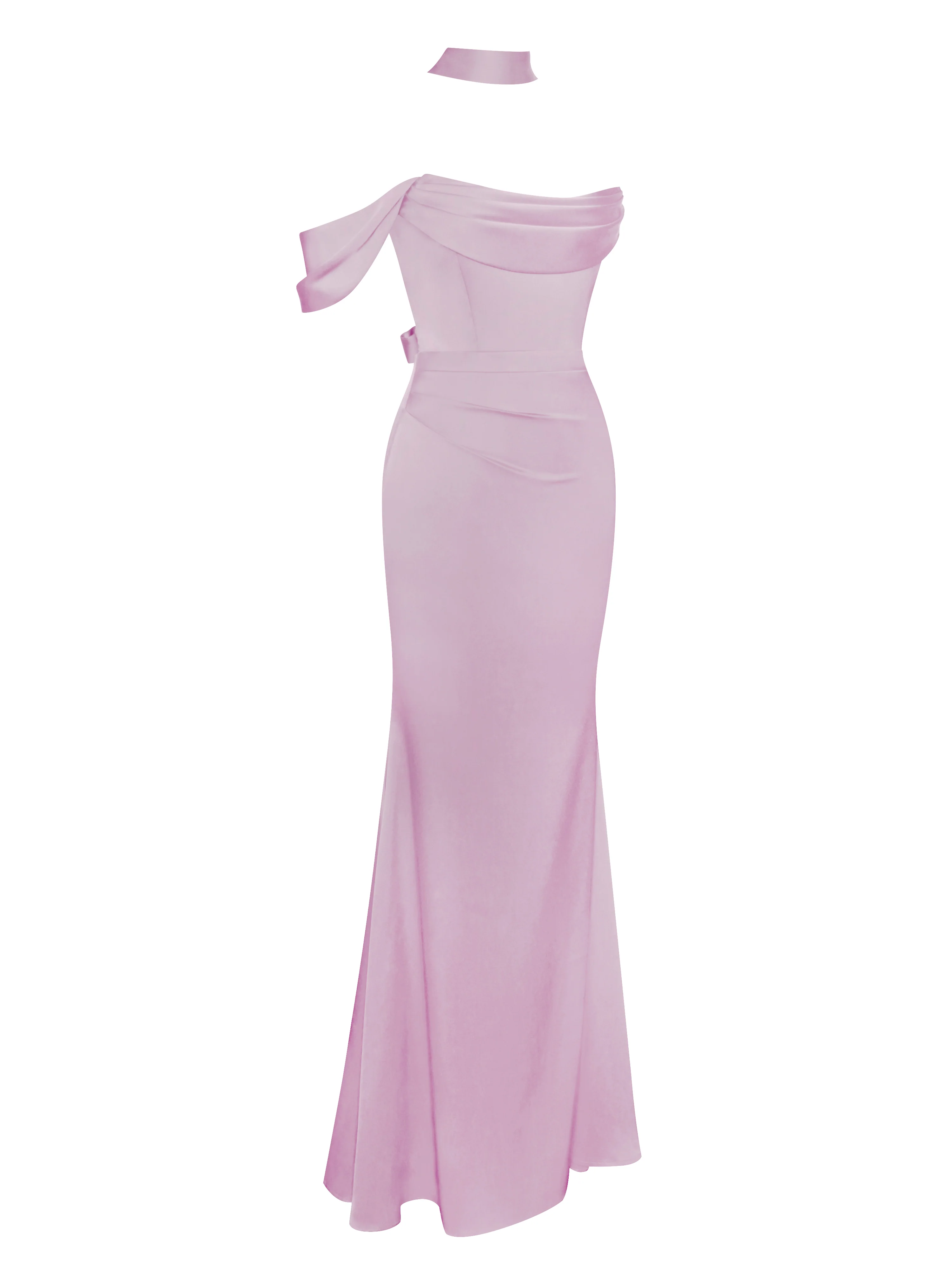 Ivona Mauve Halter Neck Double Duchess Satin Gown - Image 7