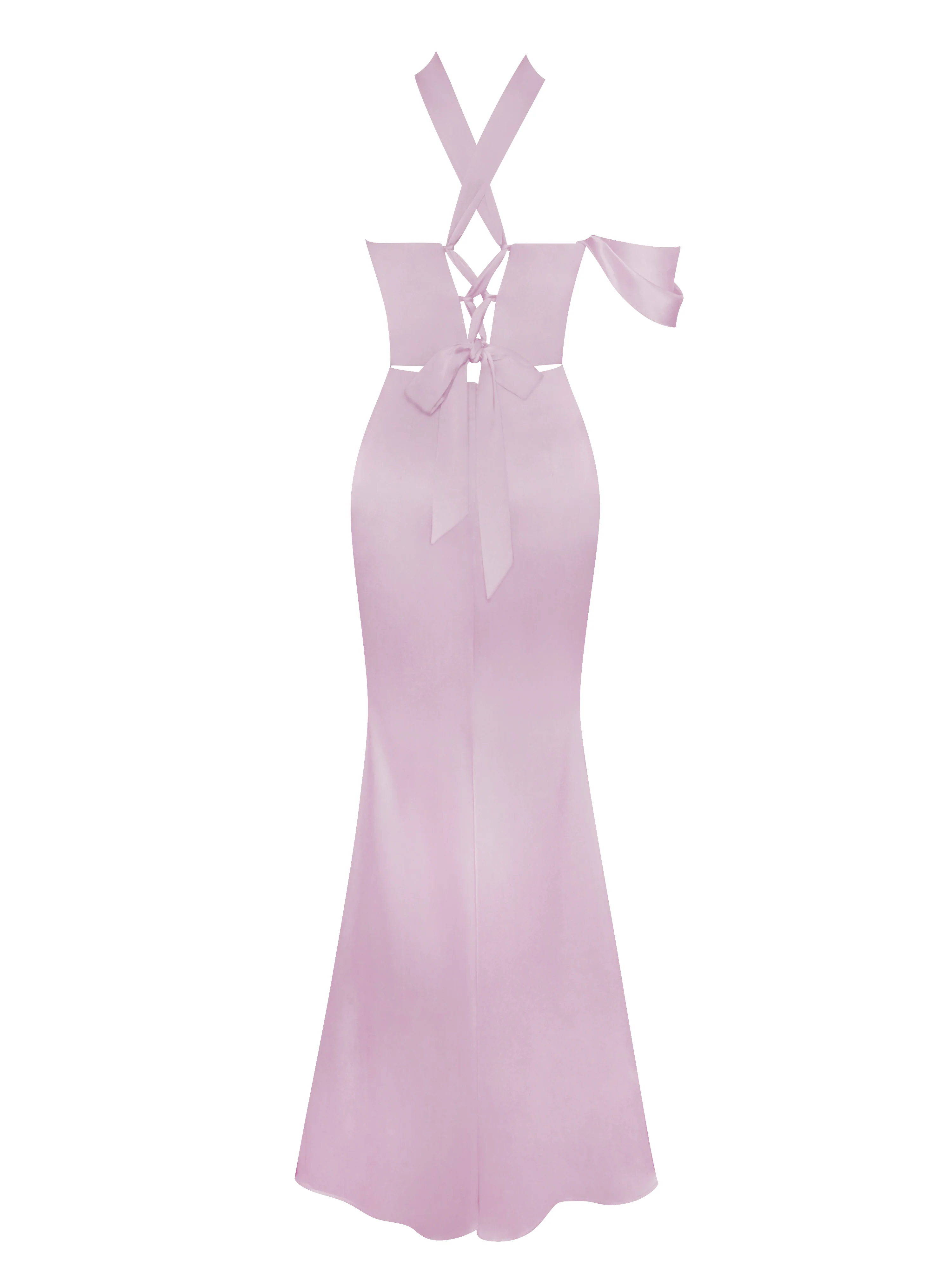 Ivona Mauve Halter Neck Double Duchess Satin Gown - Image 8