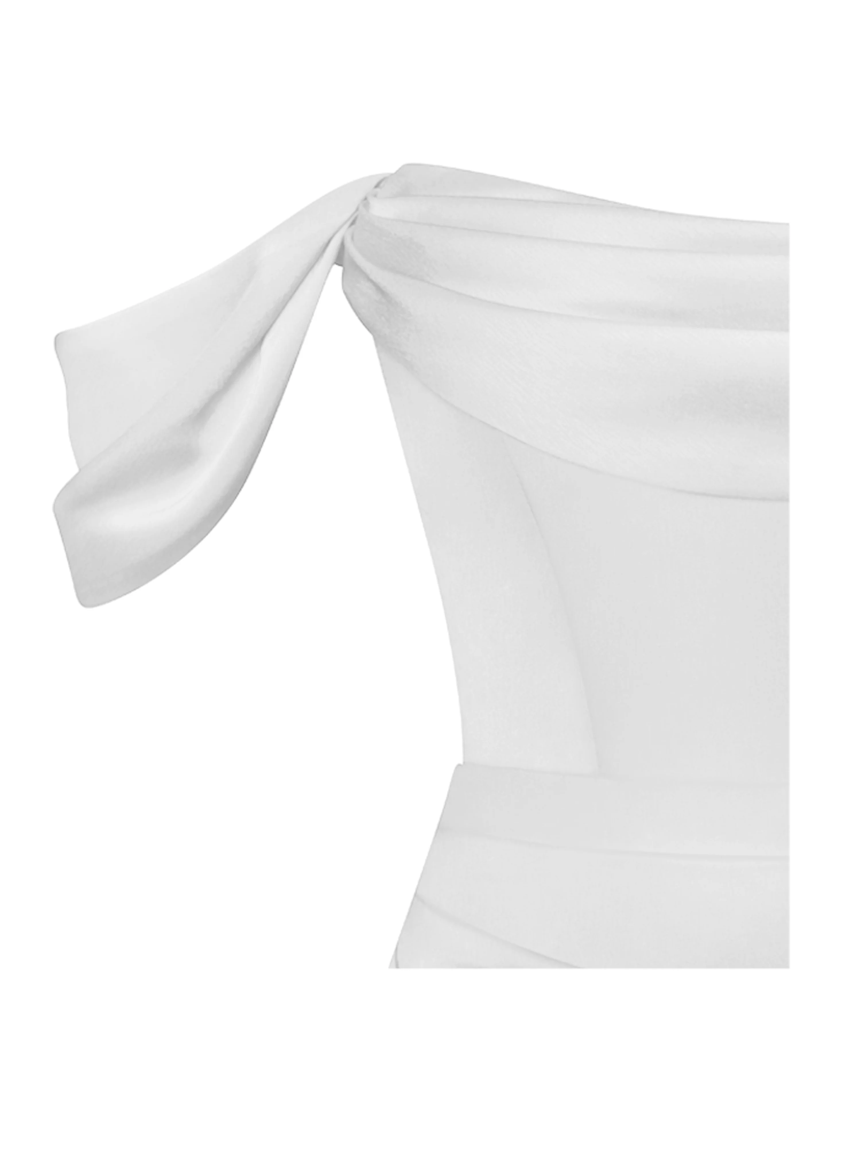 Ivona White Halter Neck Double Duchess Satin Gown - Image 7