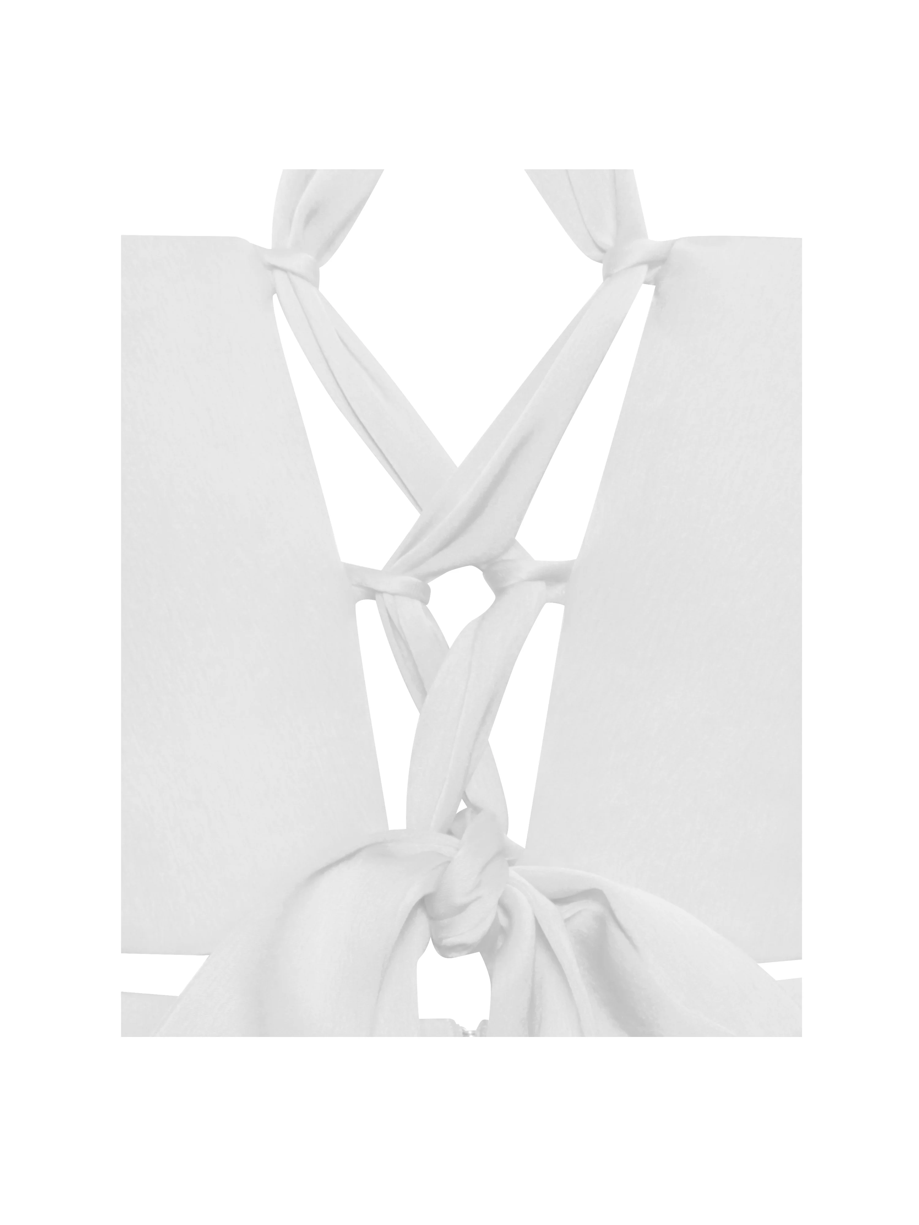 Ivona White Halter Neck Double Duchess Satin Gown - Image 8
