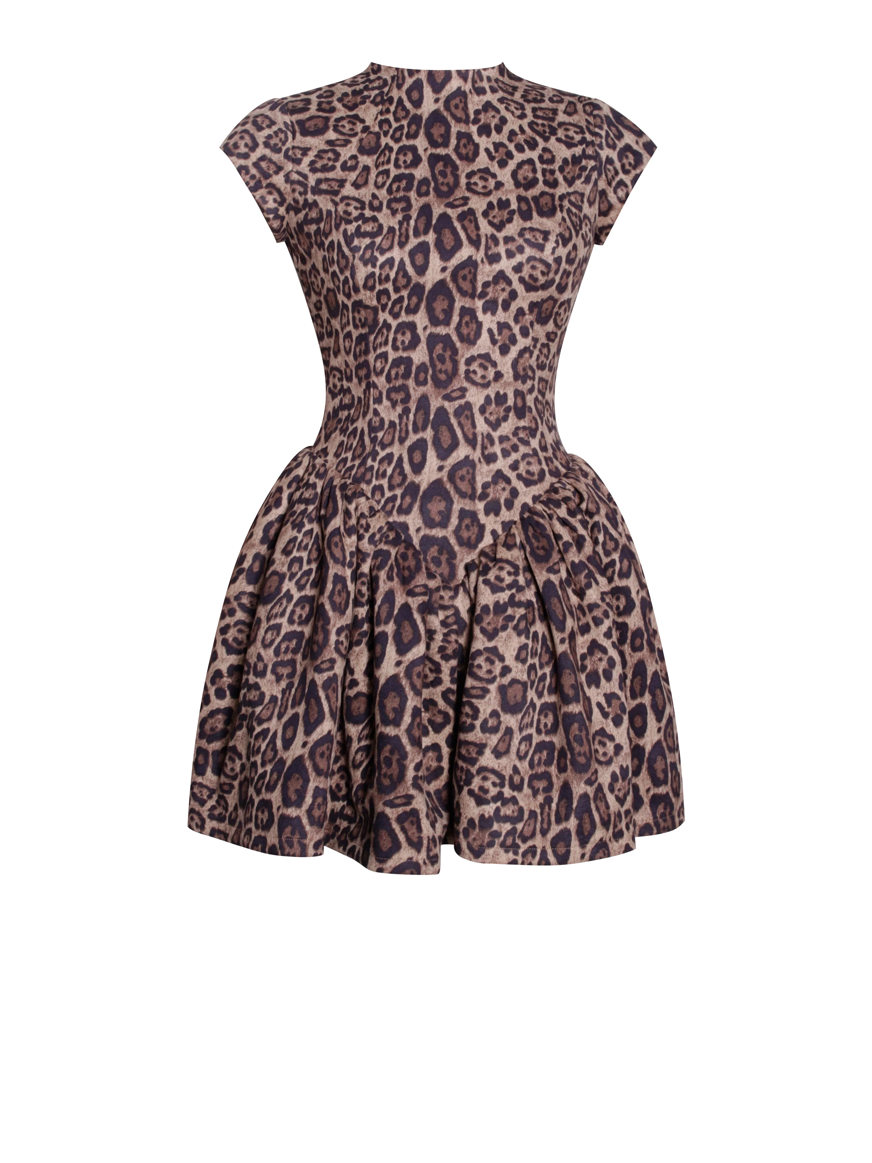 Jacqueline Backless Cheetah Print Mini Puffy Dress - Image 12
