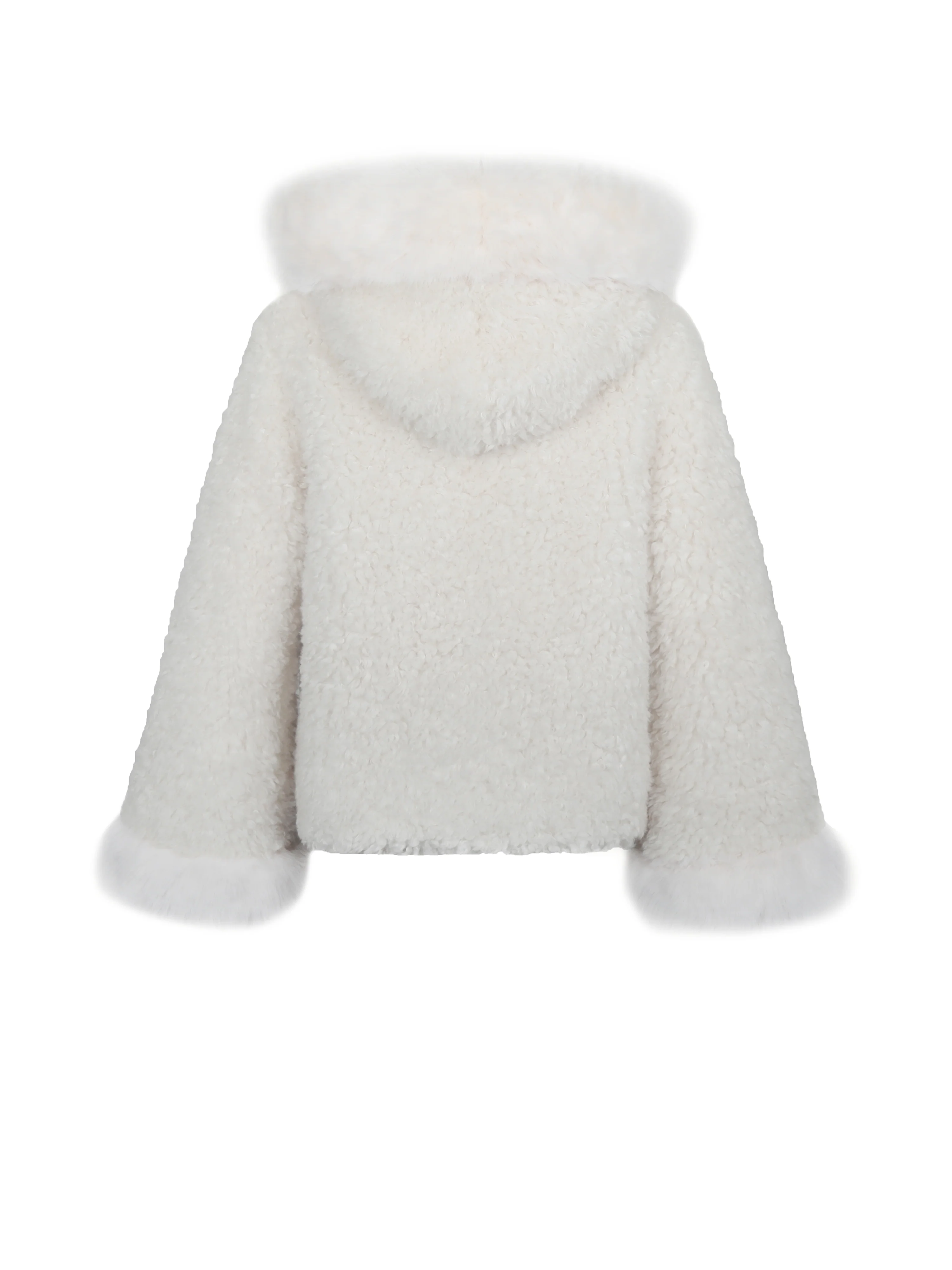 Jumbo Kali White Vegan Shearling Fur Trimmed Coat - Image 17