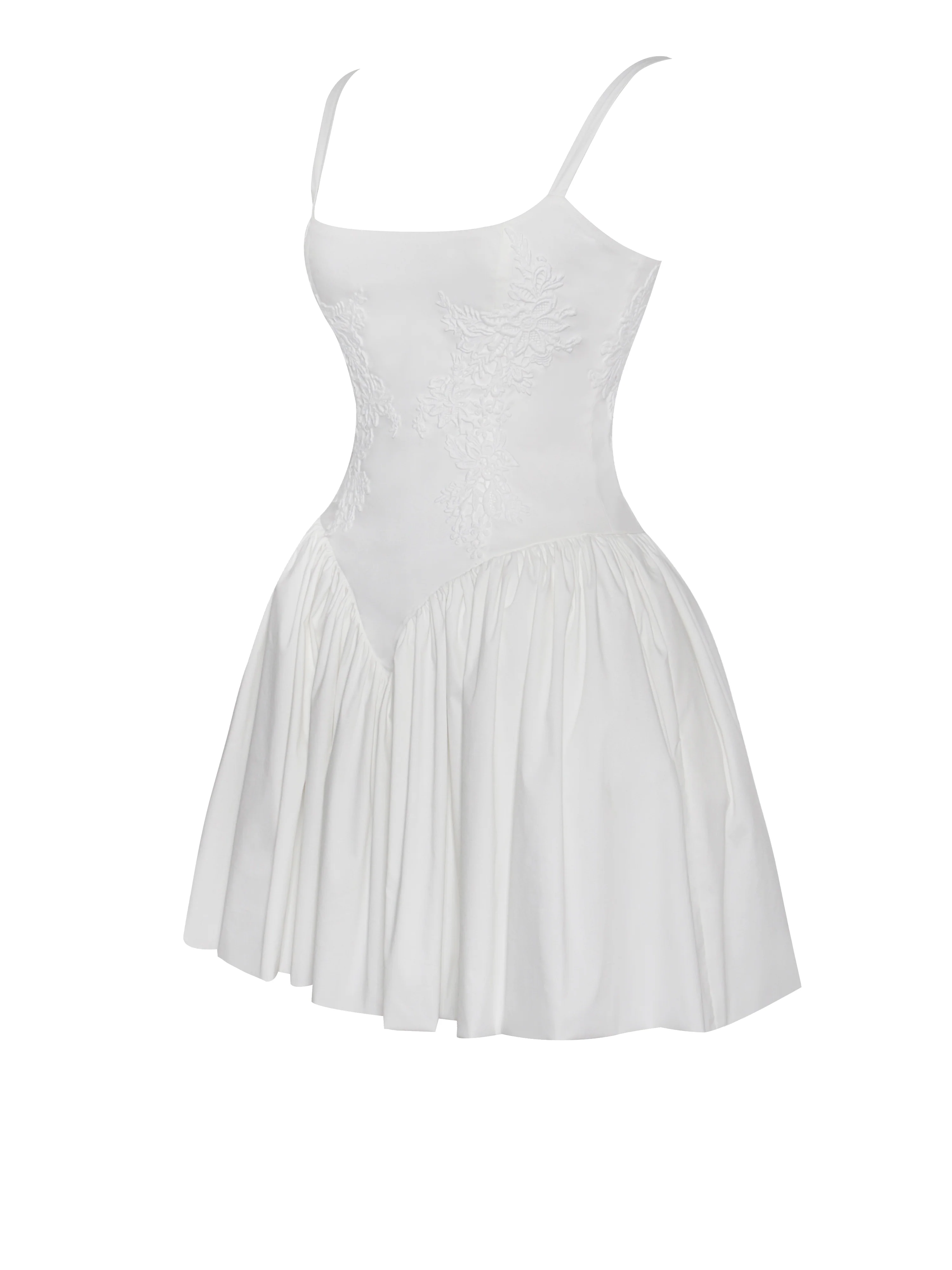 Kadi White Cotton Drop Waist Corset Mini Dress - Image 12