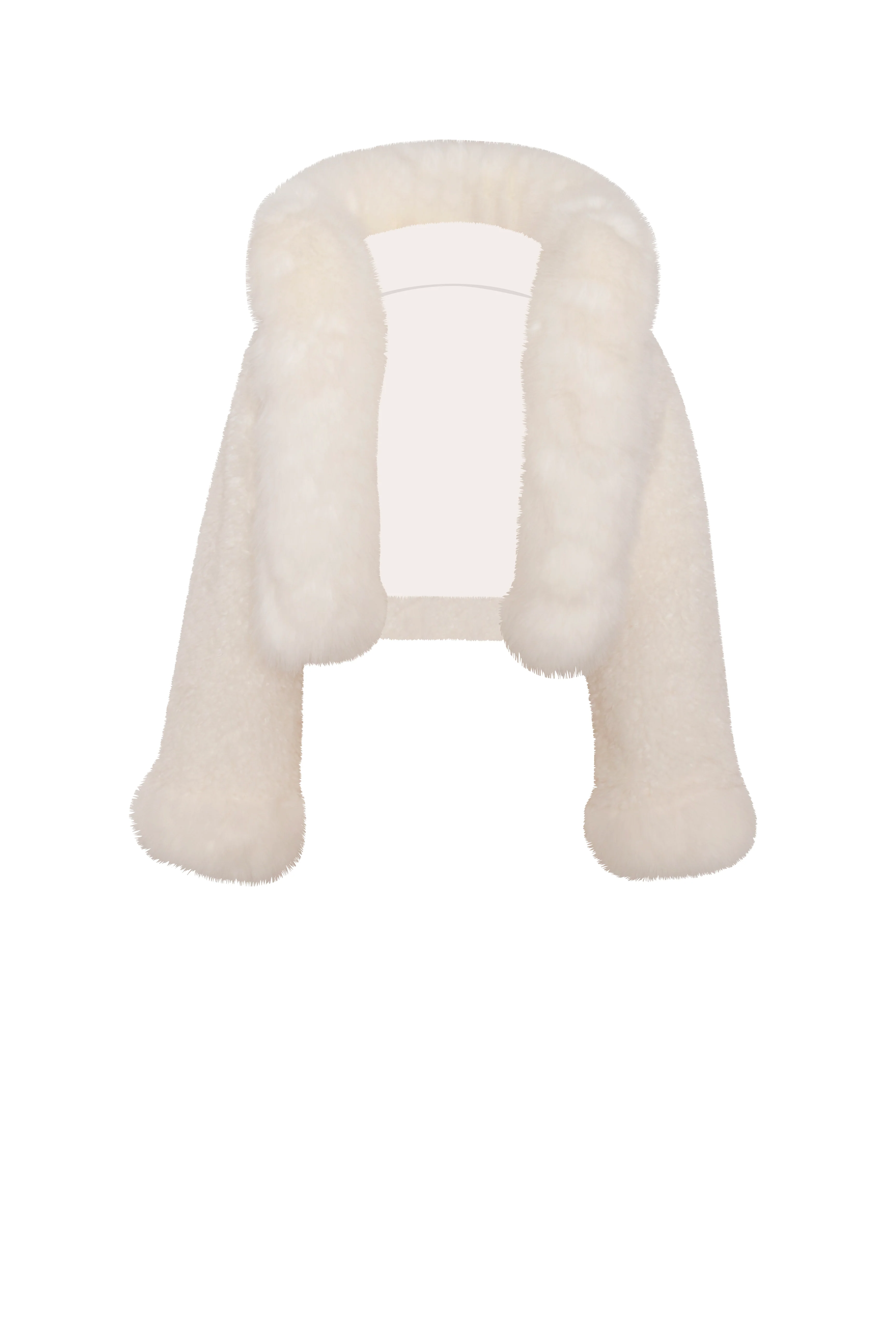Kali White Cropped Vegan Shearling Fur Jacket - Image 15