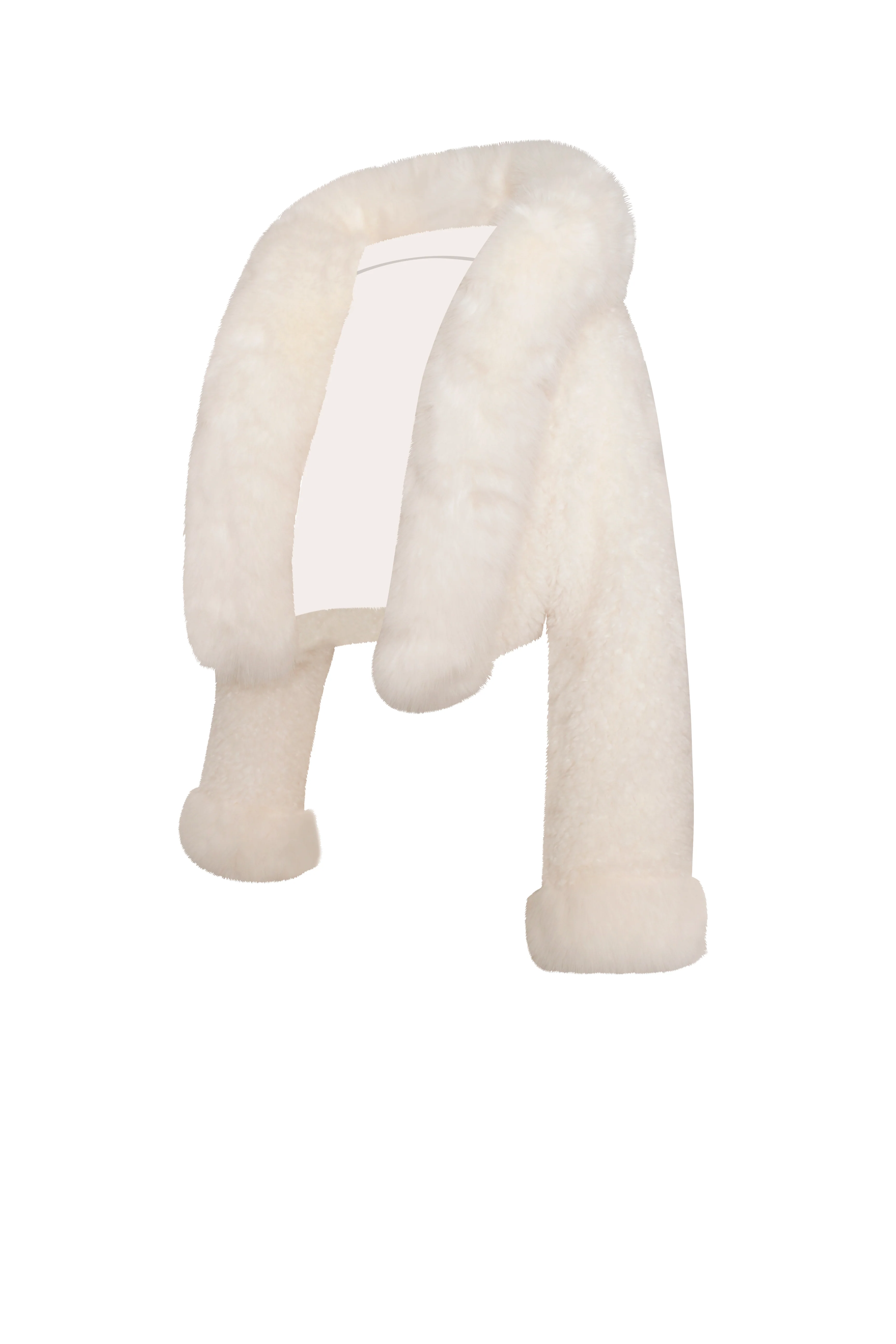 Kali White Cropped Vegan Shearling Fur Jacket - Image 16