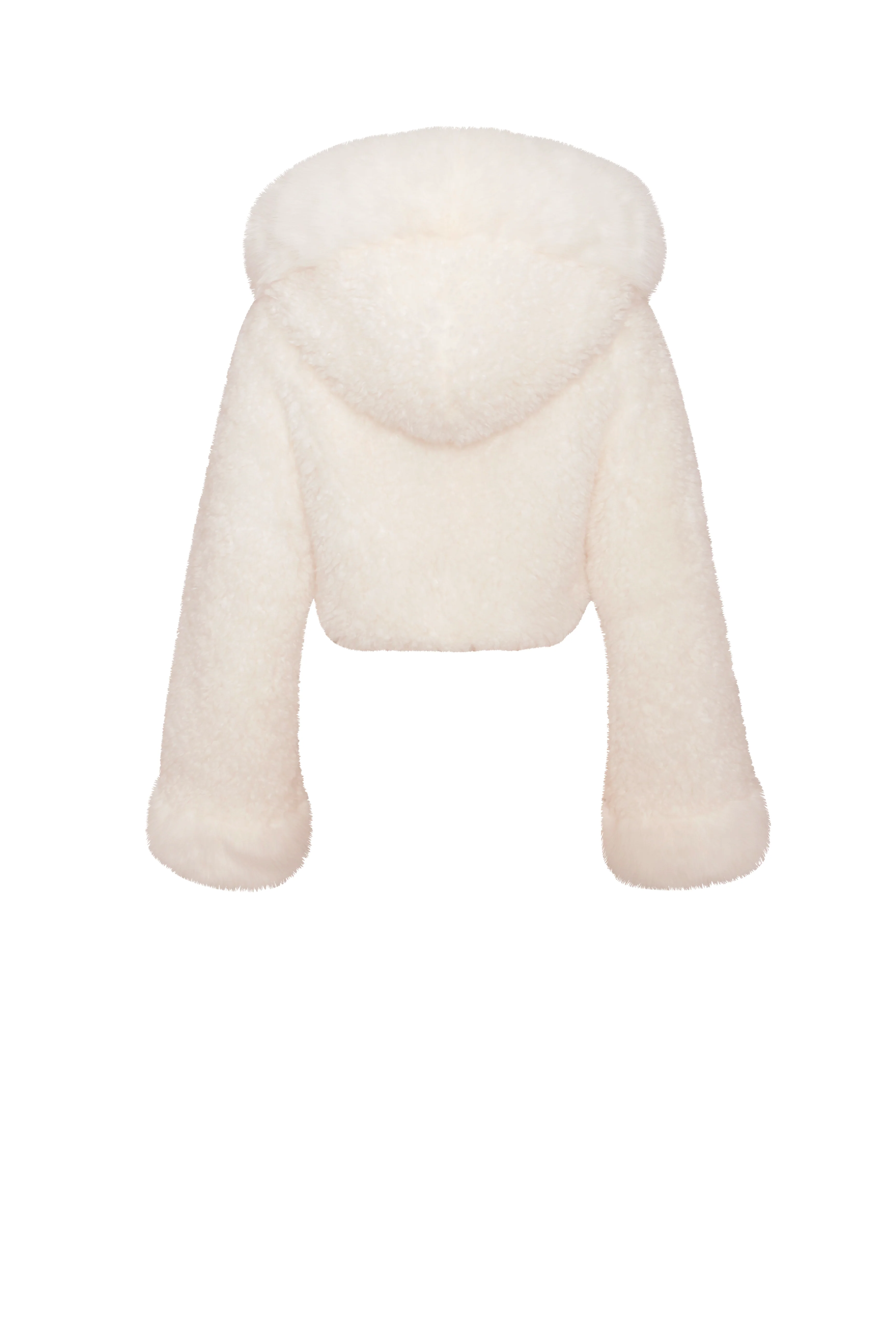 Kali White Cropped Vegan Shearling Fur Jacket - Image 17