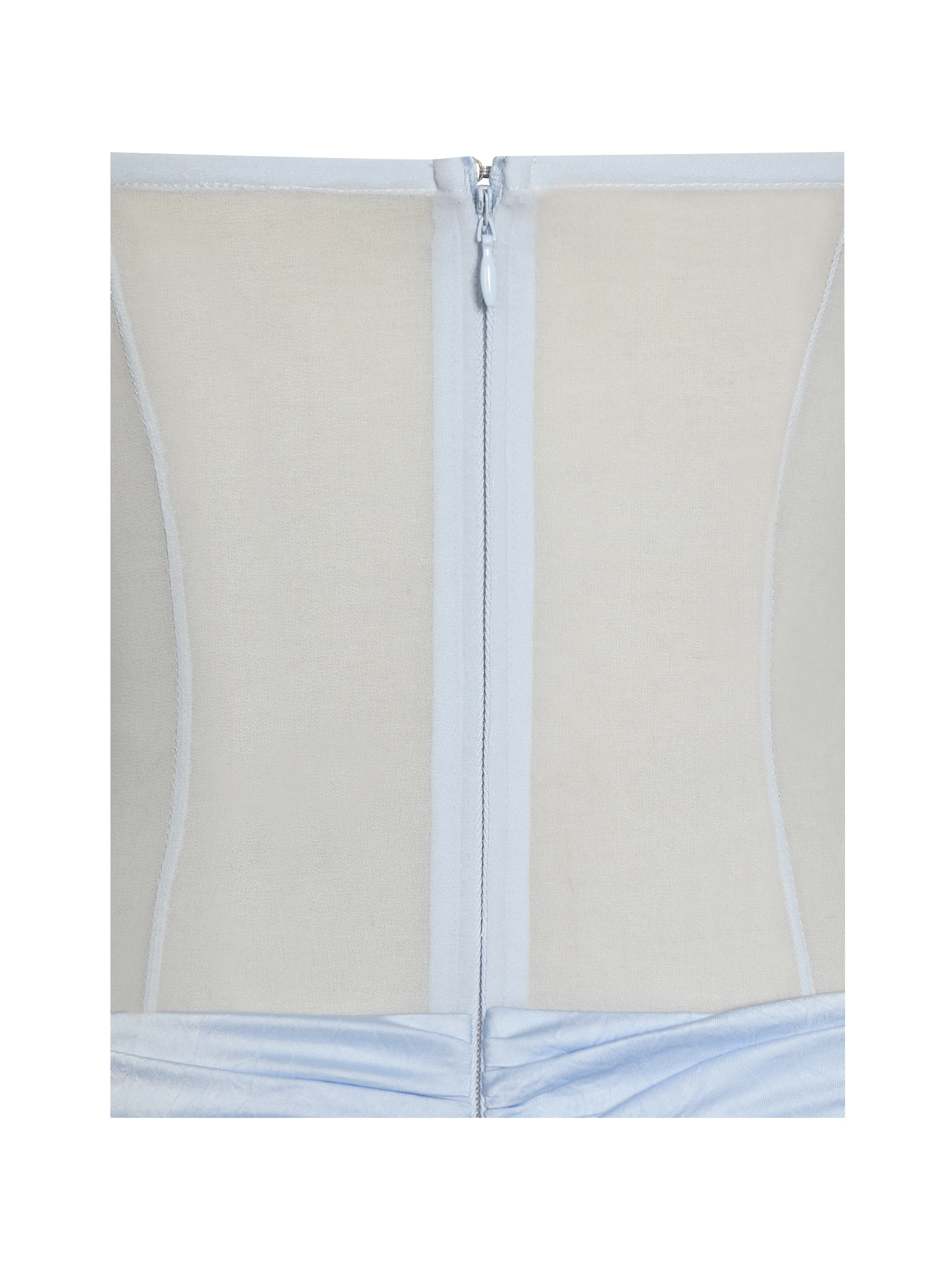 Lacy Blue Ruched Breast High Slit Chiffon Dress - Image 18