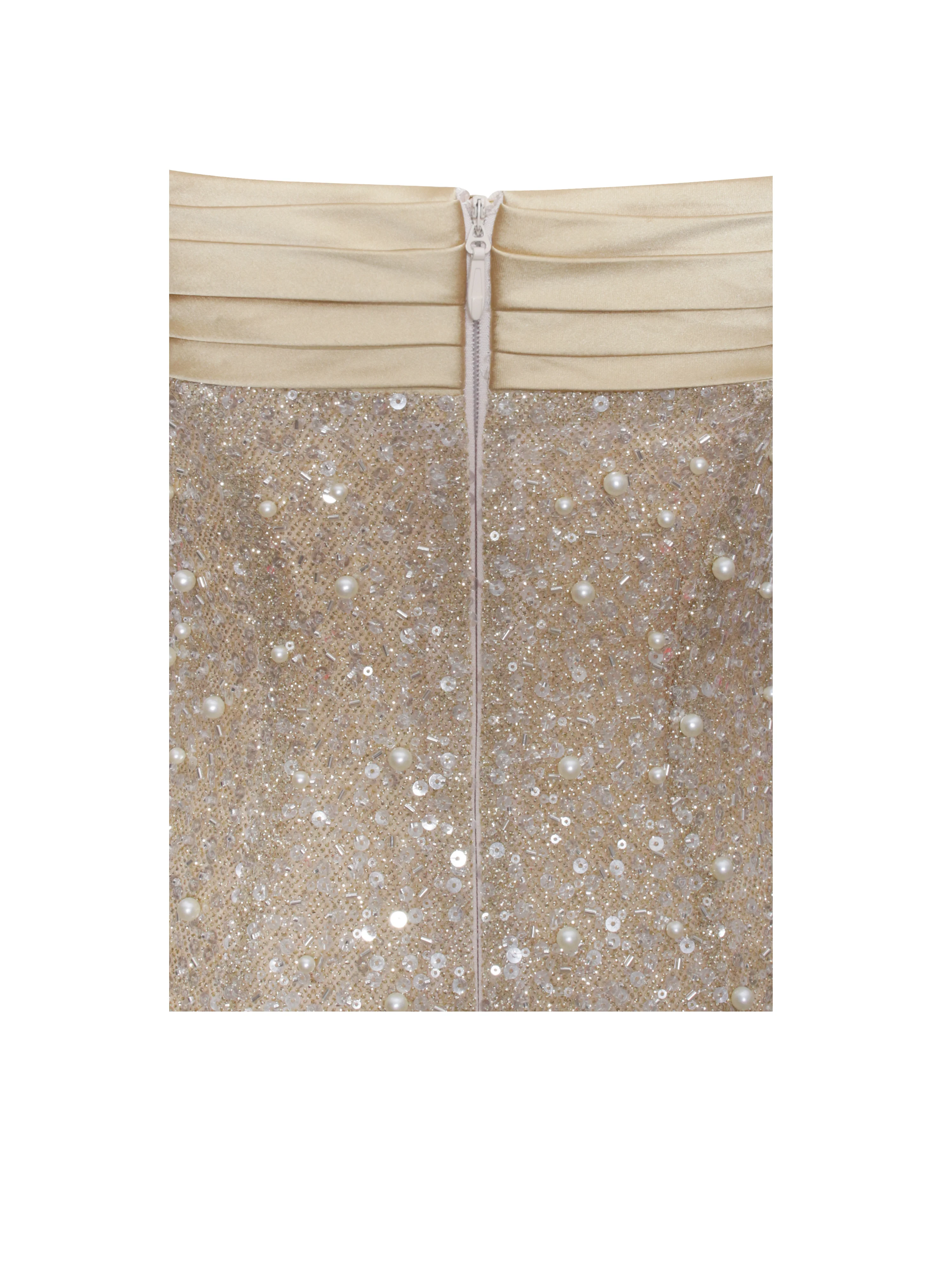 Lainey Gold Satin Sequin Pearls Beaded Maxi Dress - Image 19