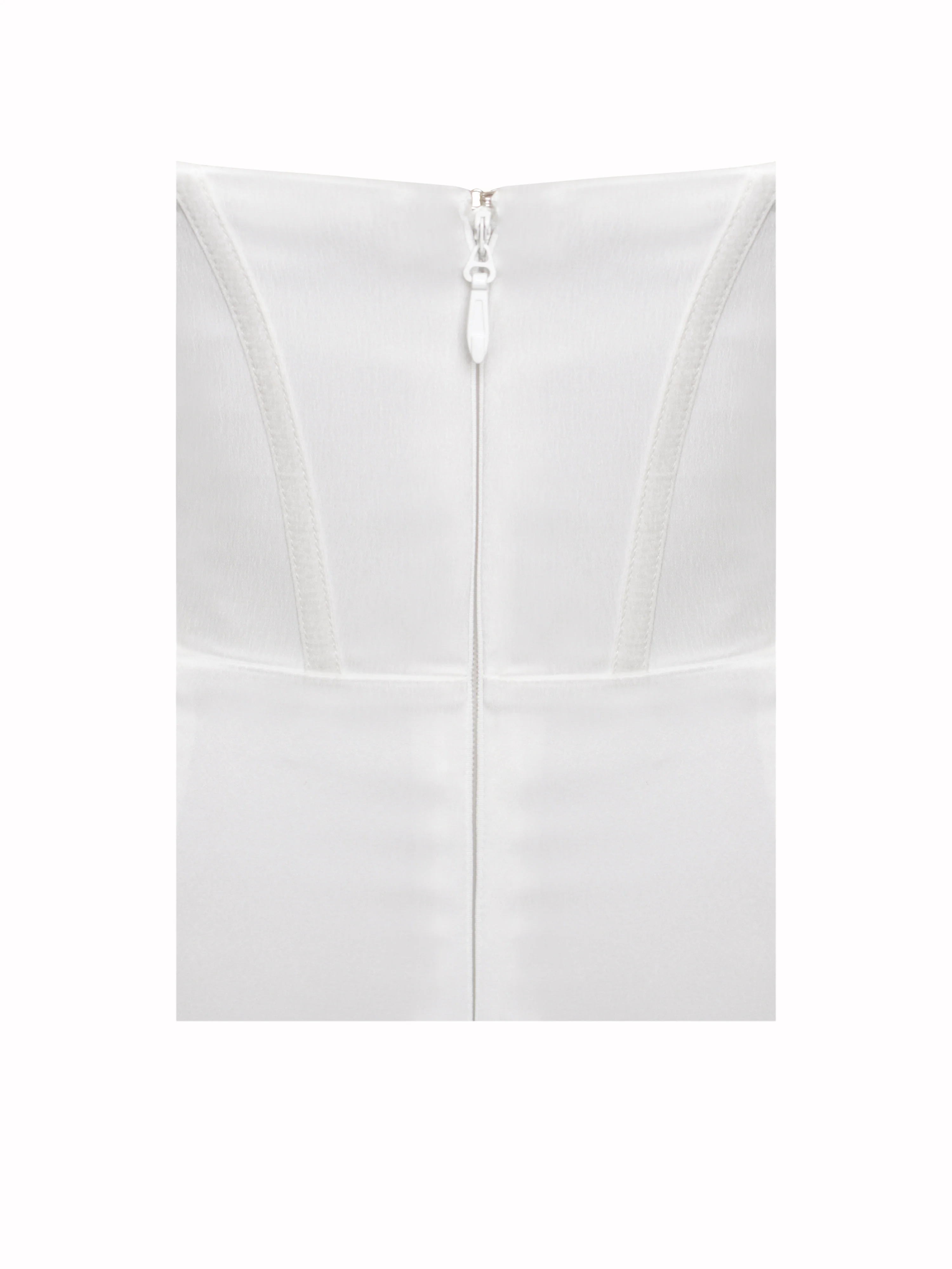 Lora White Crystal Embellished Mesh Satin Corset Gown - Image 9