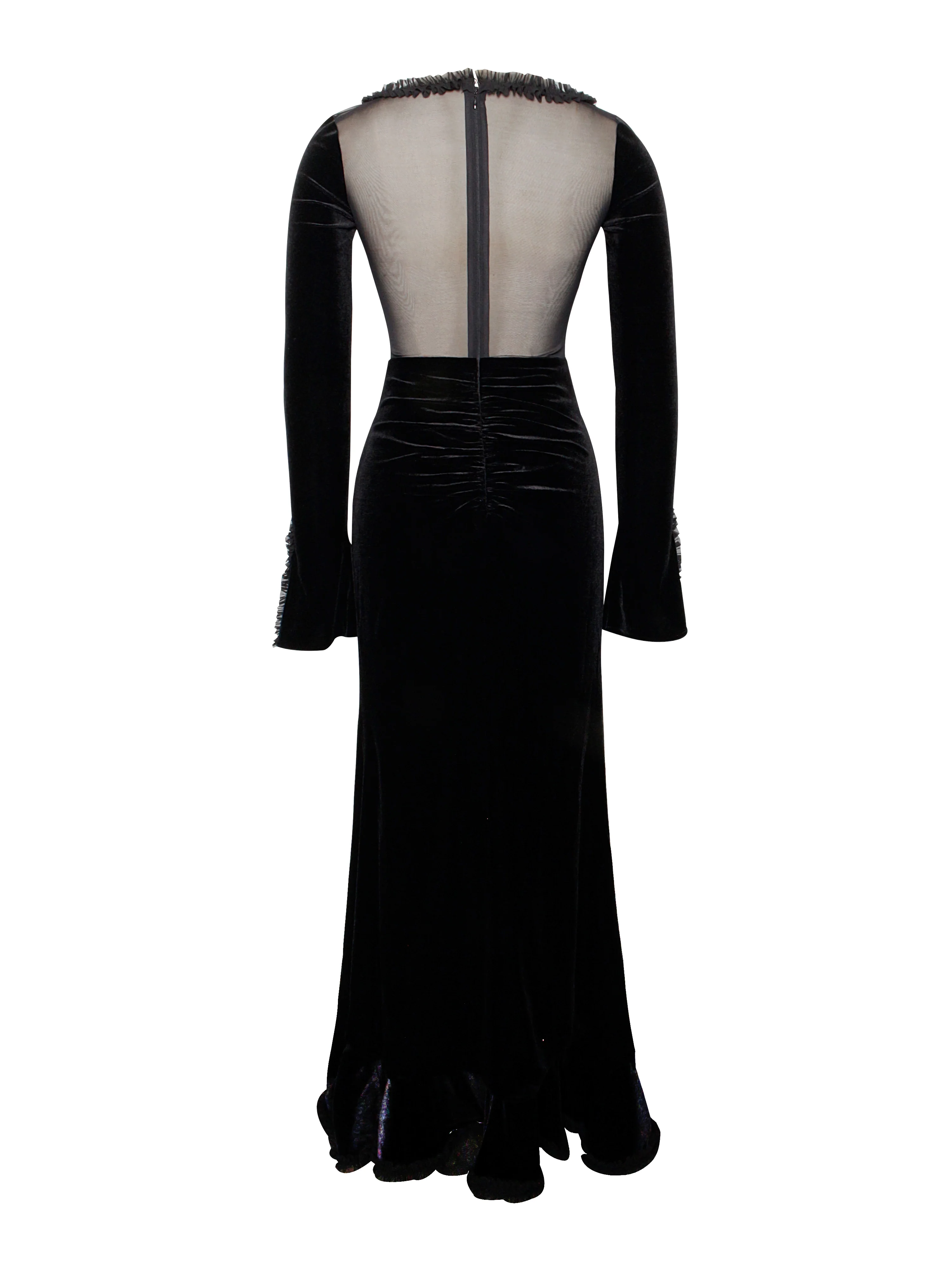 Maeve Black Velvet and Mesh Long Sleeve Maxi Dress - Image 10