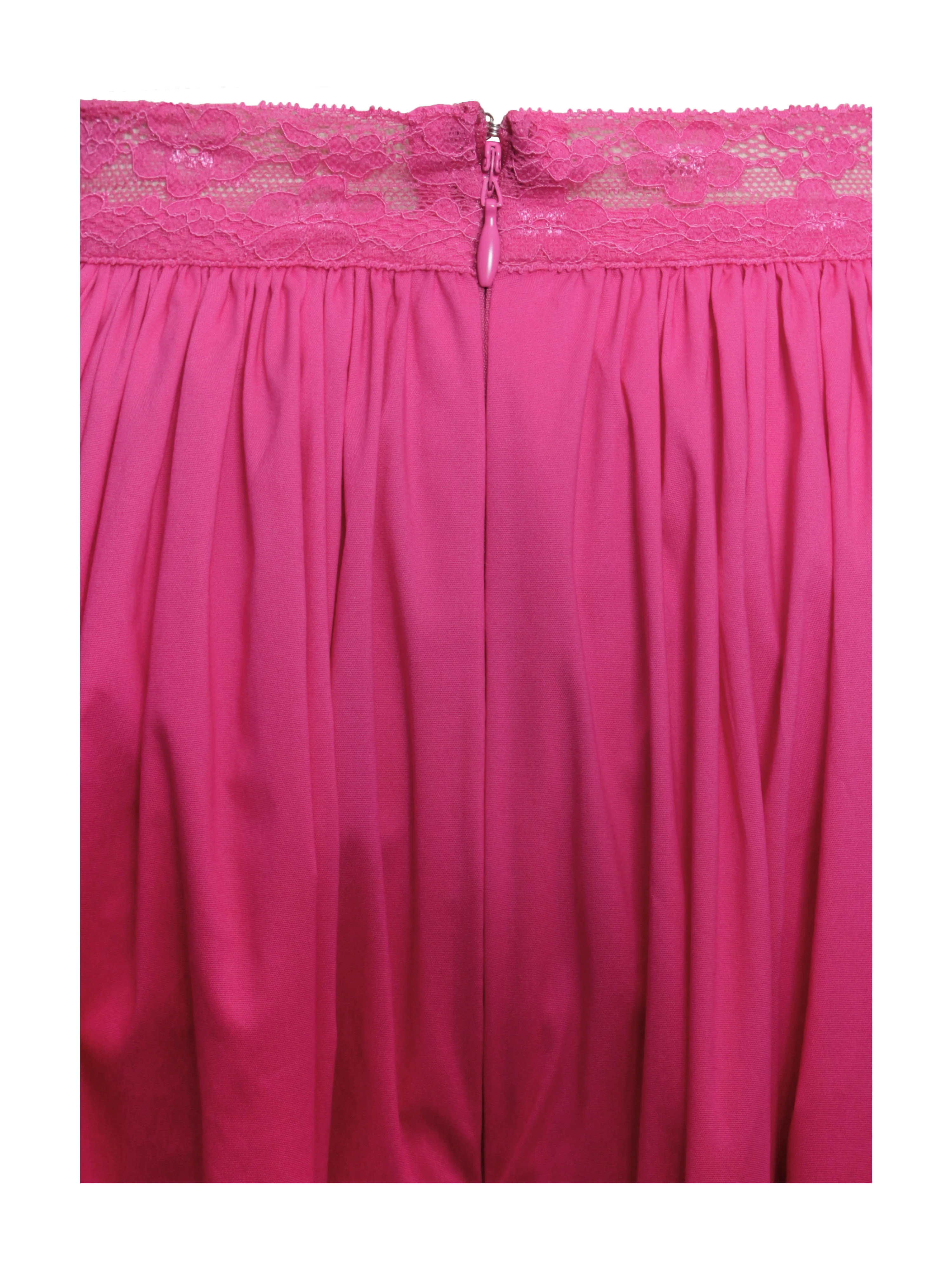 Martha Fuchsia Cotton Poplin Maxi Skirt With Lace Trim - Image 13