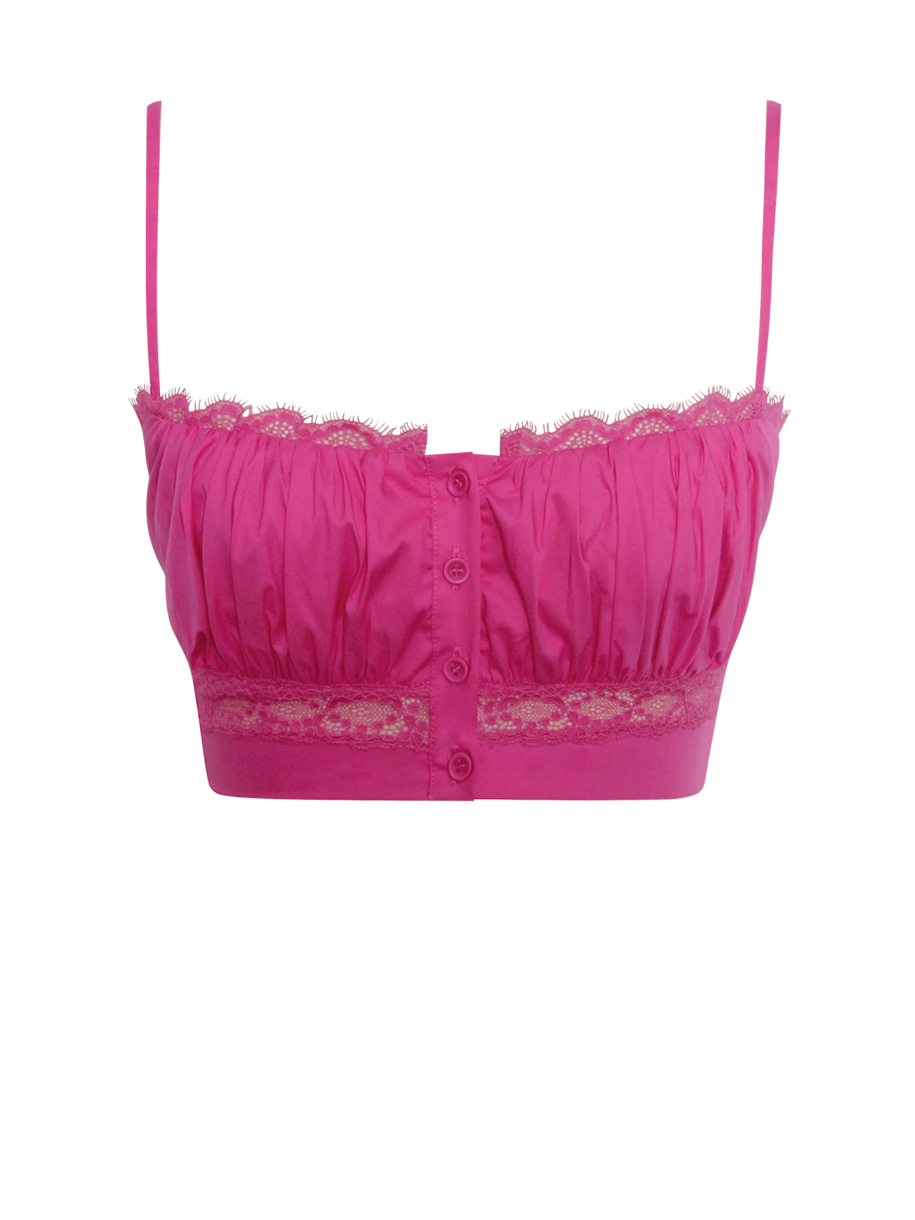 Maya Fuchsia Cotton Poplin Top With Lace Trim - Image 10