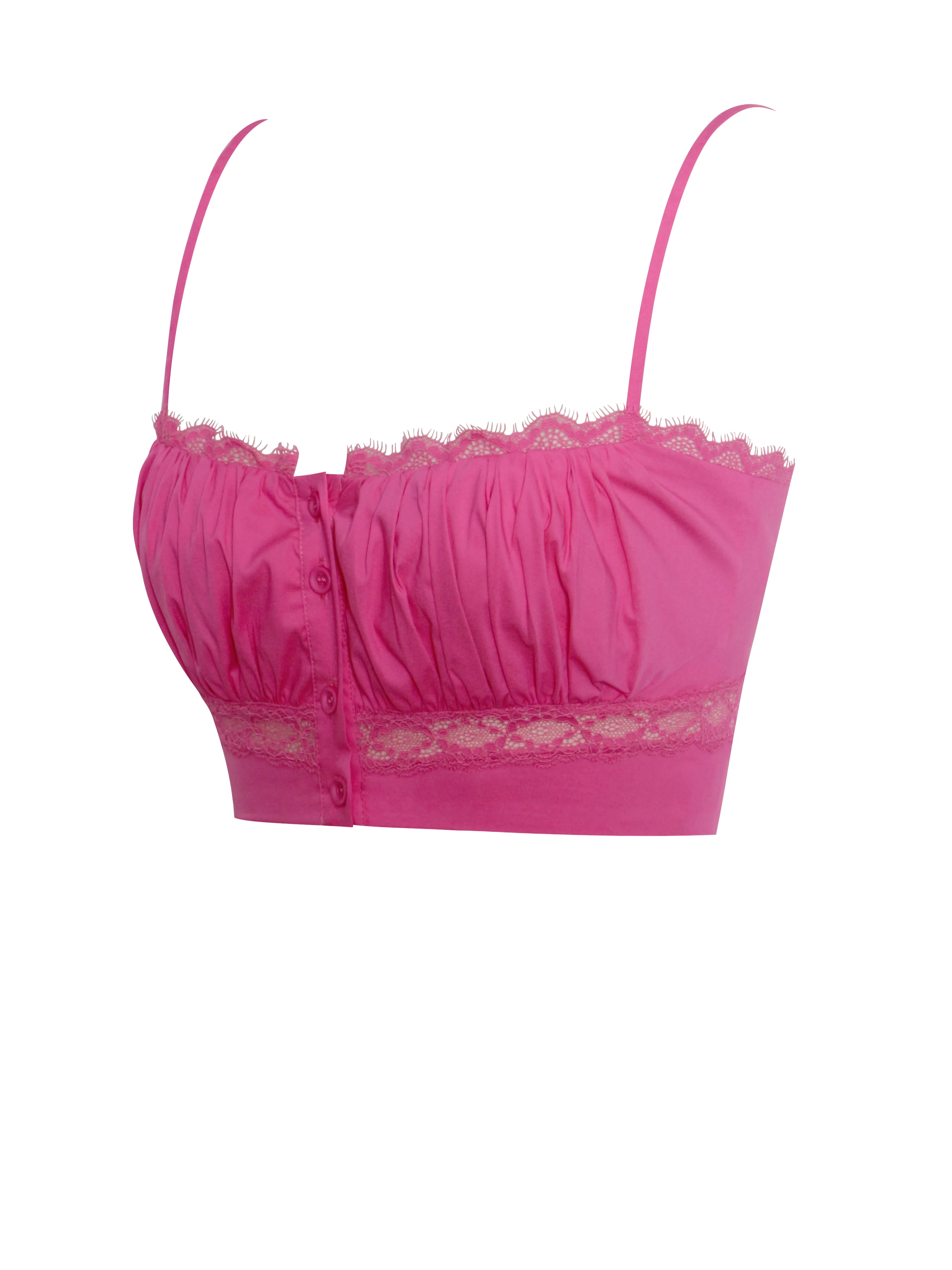 Maya Fuchsia Cotton Poplin Top With Lace Trim - Image 11