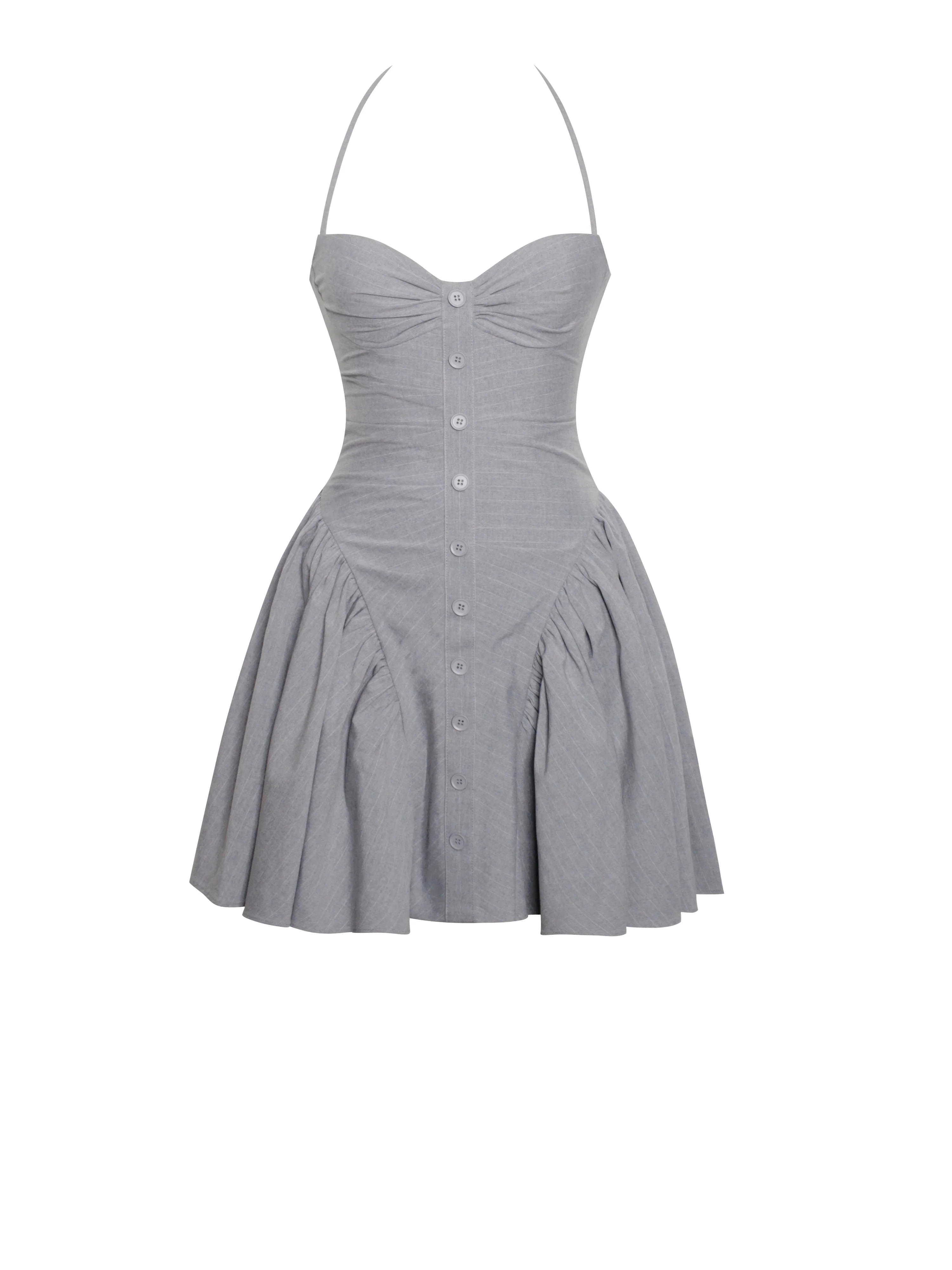 Melody Gray Stripe Halter Drop Waist Mini Dress - Image 12